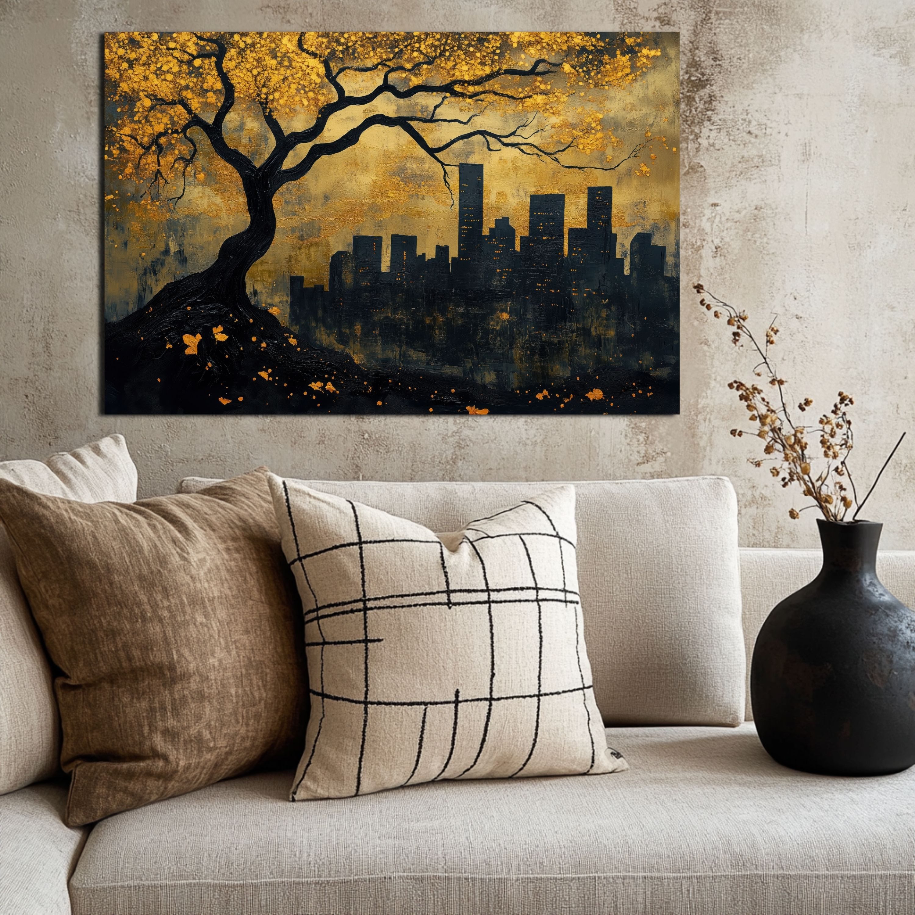 DARO Design Leinwandbild Modern Abstrakt Wandbilder XXL Wandbild Wand Deko Leinwand Bilder, (Lebensbaum - Bild groß Wohnzimmer Schlafzimmer Küche Esszimmer Einteilig Querformat Fotodruck Leinwände Wanddeko Abstrakte Kunst Boho), 30x20 cm