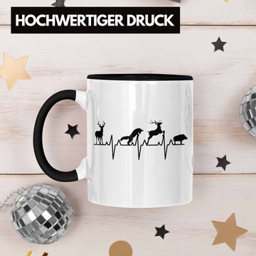 Trendation Tasse Trendation - Jäger Geschenke für Männer Tasse Geschenkidee Herzschlag Reh Wildschwein Hund