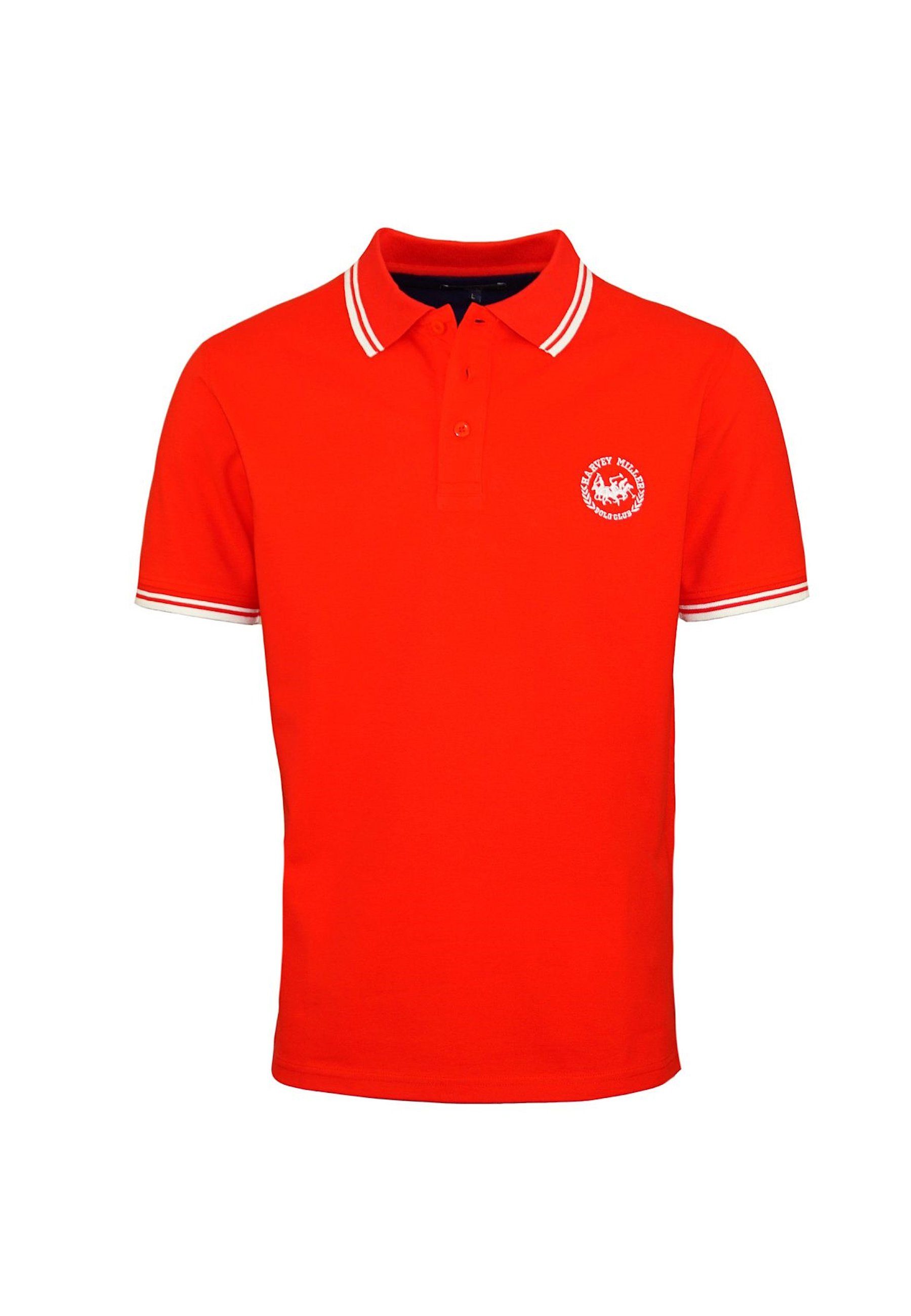 Harvey Miller Poloshirt Polo Poloshirt Fashion Polohemd Kurzarm Shirt rot