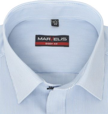 MARVELIS Businesshemd Businesshemd - Body Fit - Langarm - Gestreift - Hellblau