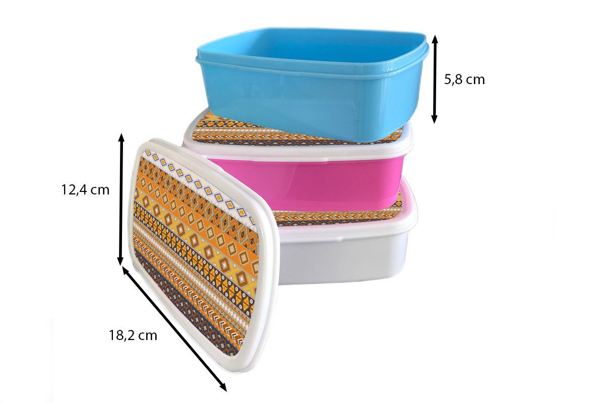 MuchoWow Lunchbox Muster - Brotdose Kunststoff für - rosa Erwachsene, Mädchen, Zusammenfassung, (2-tlg), Afrika Kunststoff, Brotbox Snackbox, Kinder