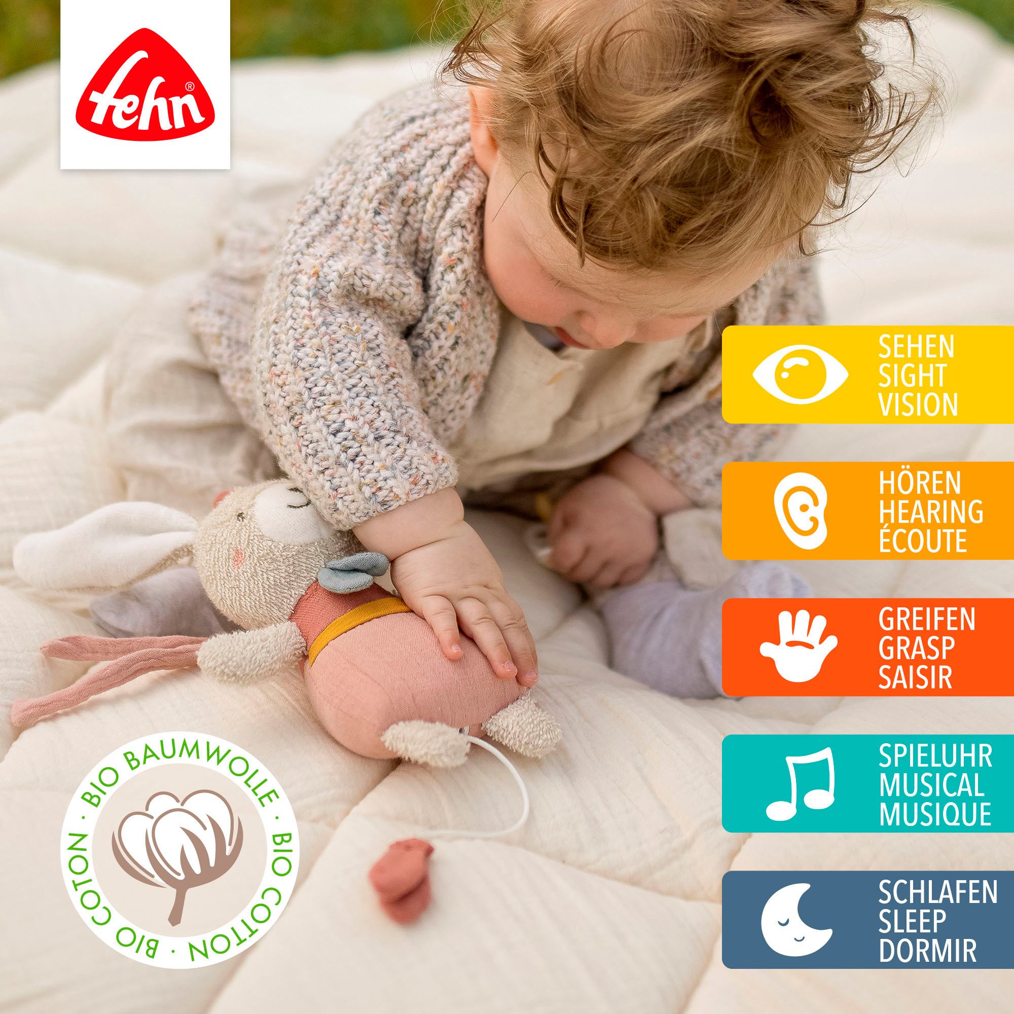 Fehn Spieluhr fehnNATUR, Hase, mit herausnehmbarem Spielwerk günstig online kaufen