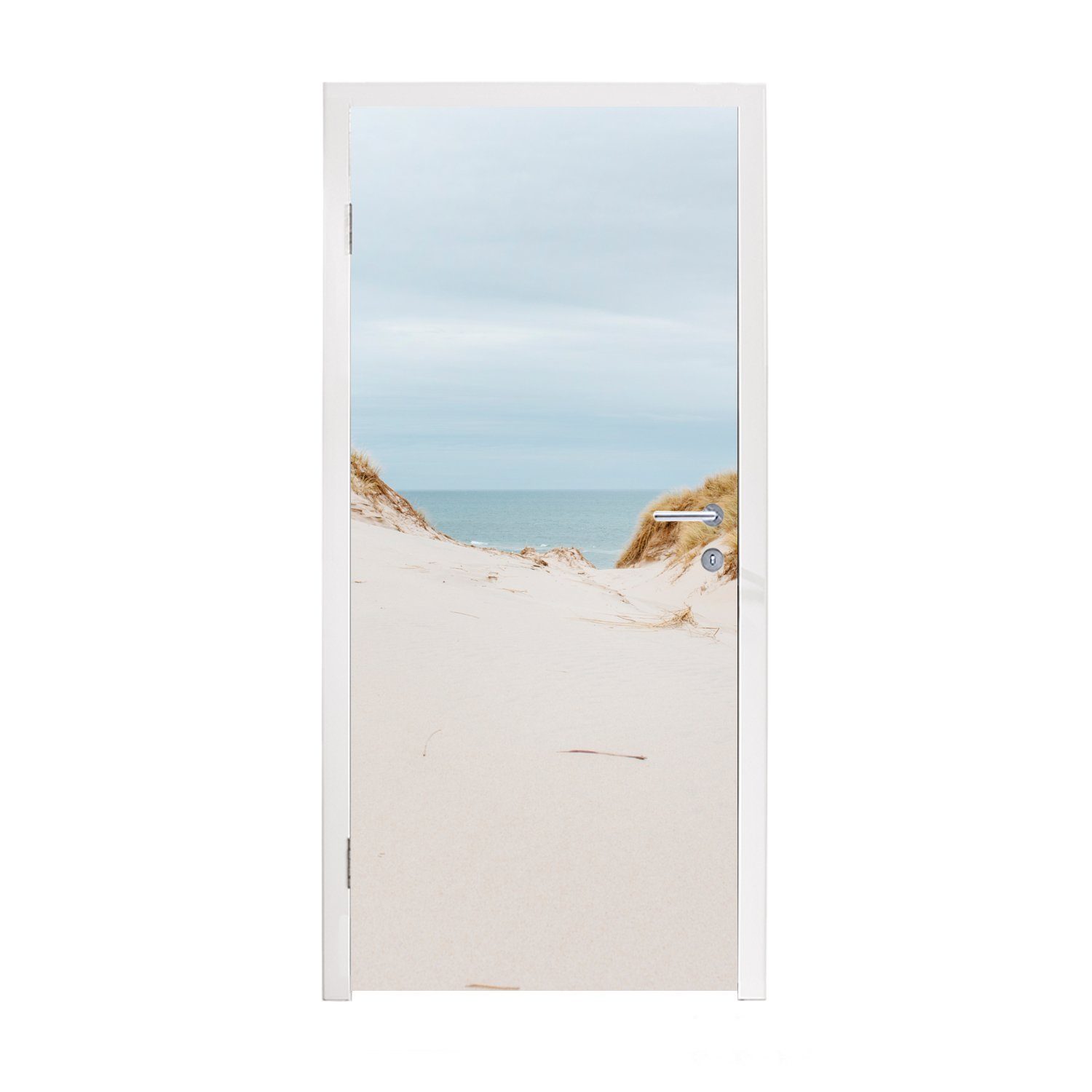 MuchoWow Türtapete Das Meer hinter den Dünen, Matt, bedruckt, (1 St), Fototapete für Tür, Türaufkleber, 75x205 cm