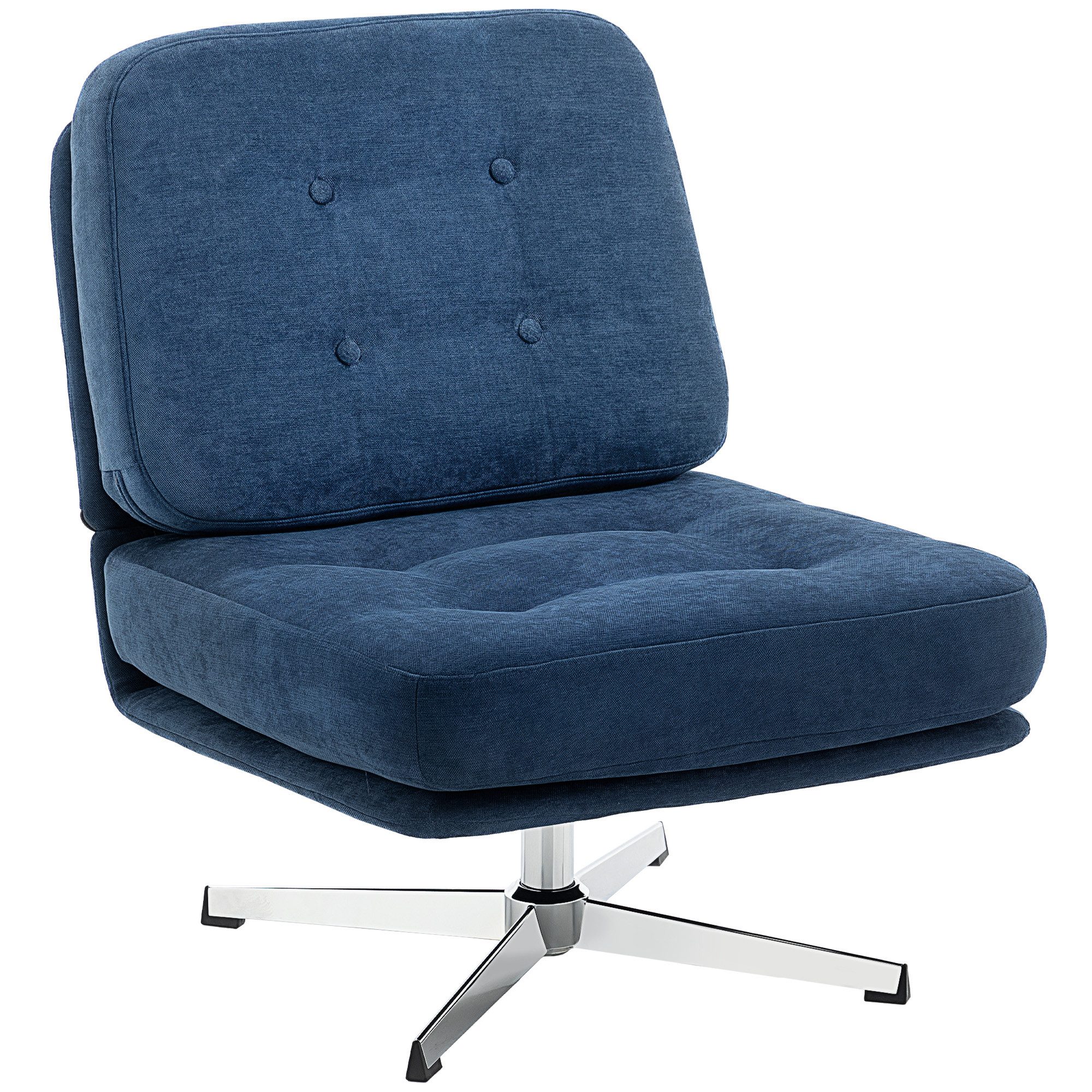 OKWISH Relaxsessel Drehbarer Akzentstuhl 70 x 87 x 84 cm, Lesesessel Chenille (1-St., Wohnzimmer Stuhl mit Metallbeinen, moderner Einzelsessel), Polstersessel mit Federkissen, breiter Sitz und weiche Sitzfläche Blau