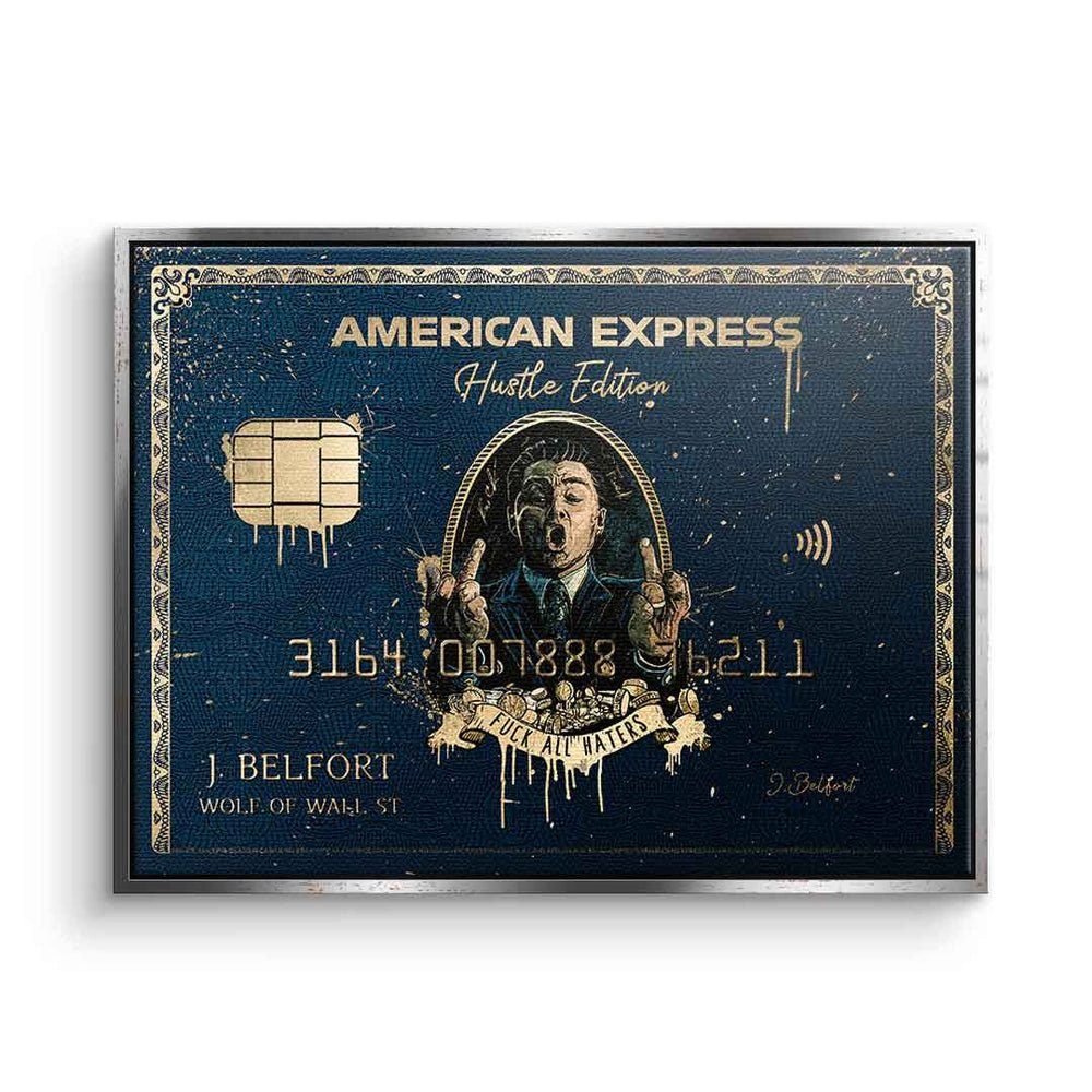 Express Leinwandbild Wall schwarz DOTCOMCANVAS® American Grün, Amex Hustle Street Rahmen Leinwandbild, Edition schwarzer