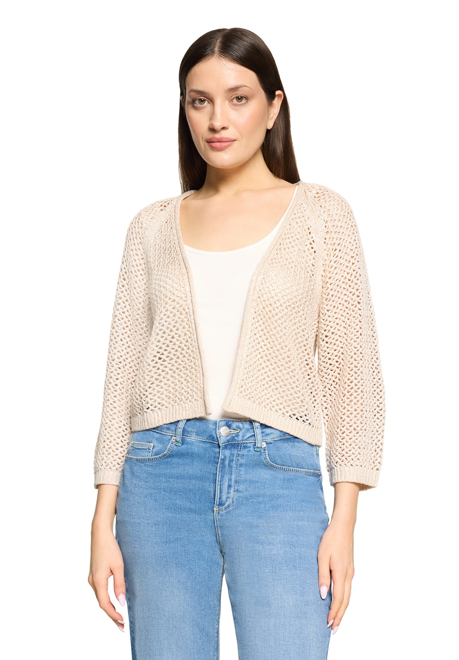 Cartoon Strickjacke Damen mit Glanzeffekt (1-tlg)