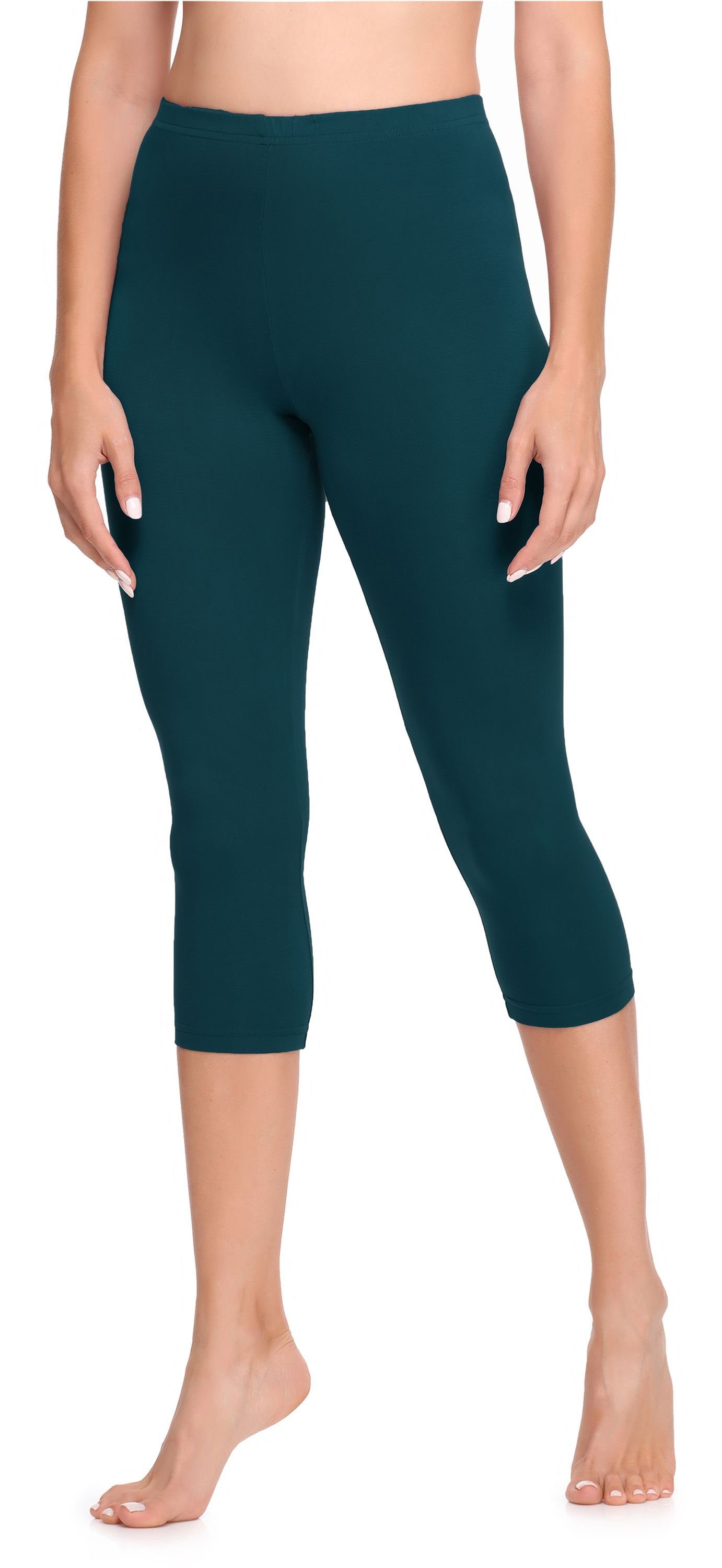 Ladeheid Leggings Damen Leggings 3/4 aus Viskose LA40-202 (1-tlg) elastischer Bund Smaragdgrün