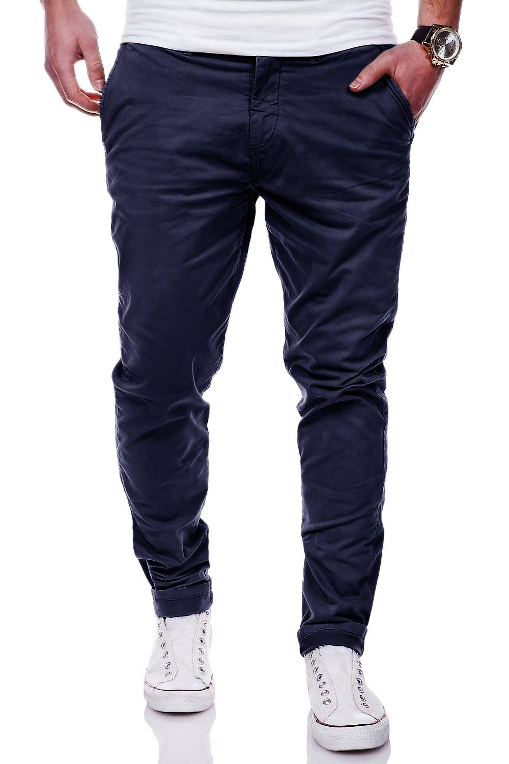 behype Chinohose MPBISTER Basic Stretch Hose Regular Slim-Fit Navy