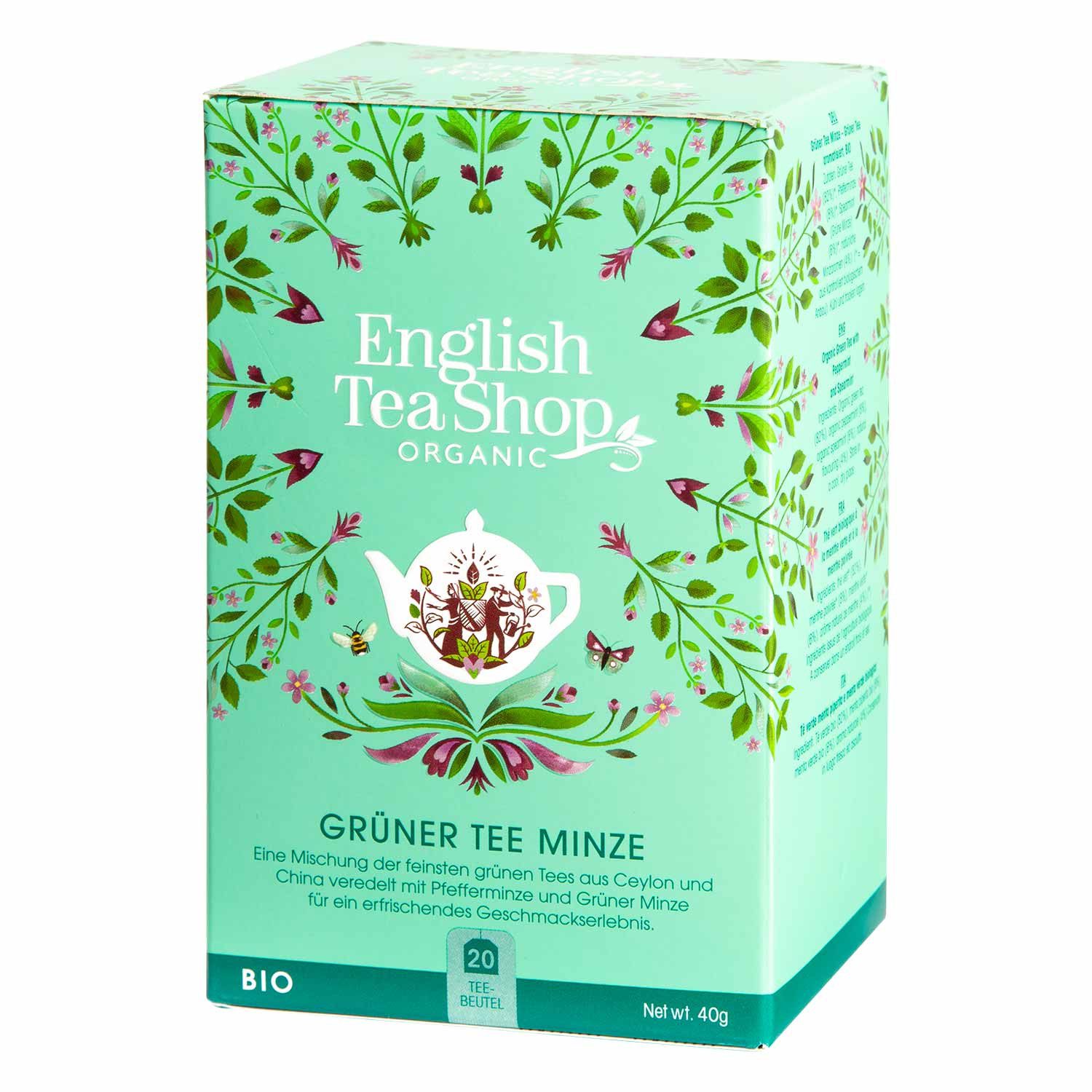 English Tea Shop Tee Grüner Tee Minze, BIO, 20 Teebeutel, Erfrischendes und angenehmes Geschmackserlebnis für Teeliebhaber.