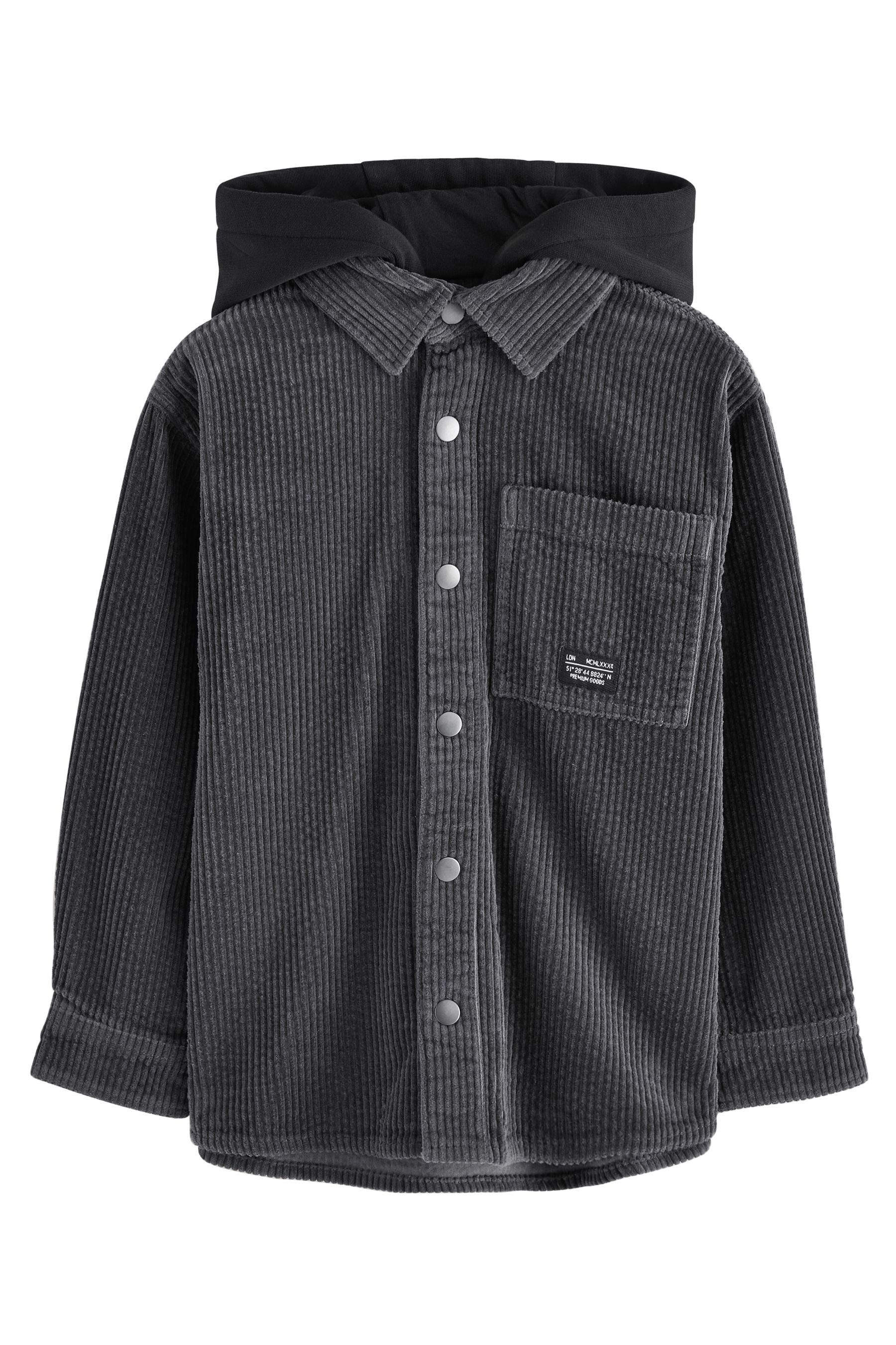 Outdoorhemd Hemdjacke aus Cord mit Kapuze