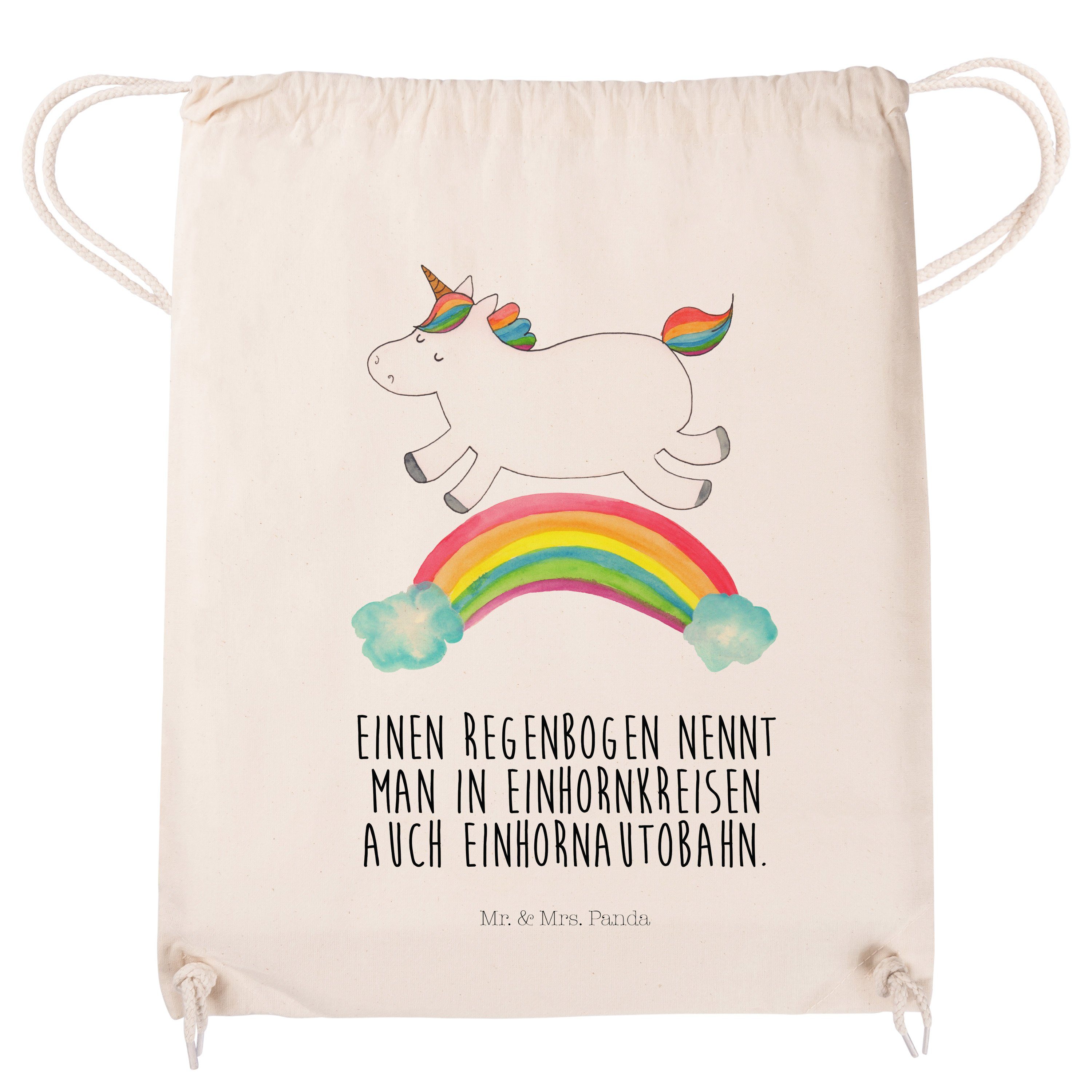 - Regenbogen Sporttasche & Geschenk, Mr. Mrs. Spo Einhorn Unicorn, - Panda (1-tlg) Transparent Turnbeutel,