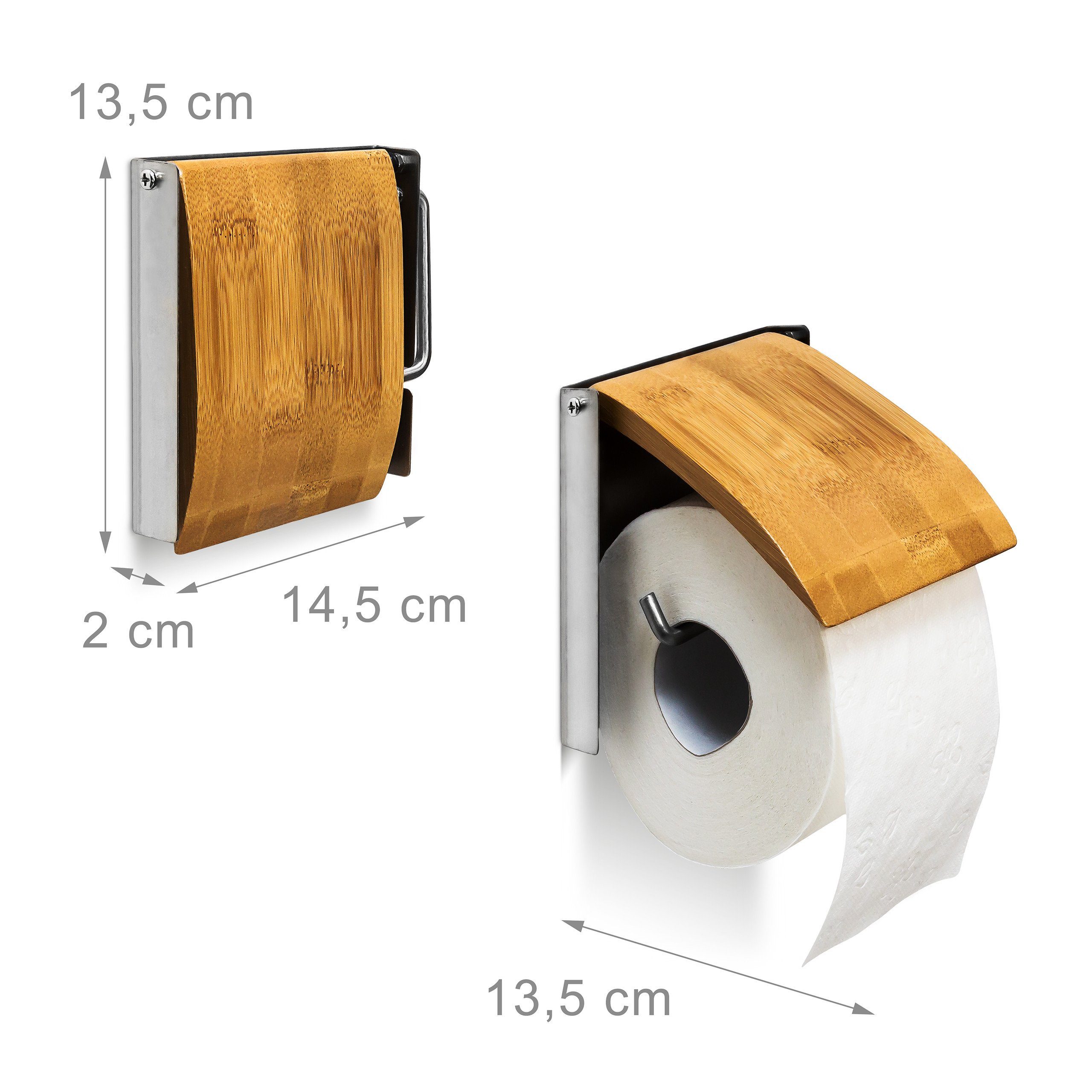 relaxdays Toilettenpapierhalter Bambus (1-St) – Bild 3 von 5