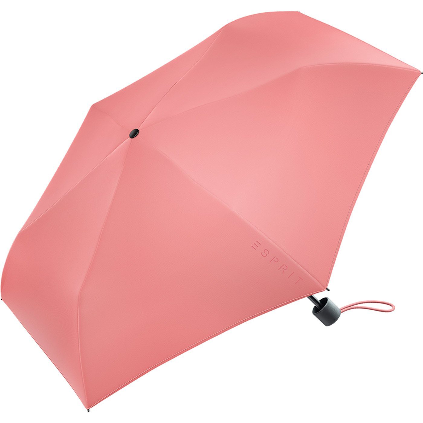 Esprit Taschenregenschirm den sehr Trendfarben Damen leicht, 2022, Slimline neuen Mini in FJ koralle Regenschirm