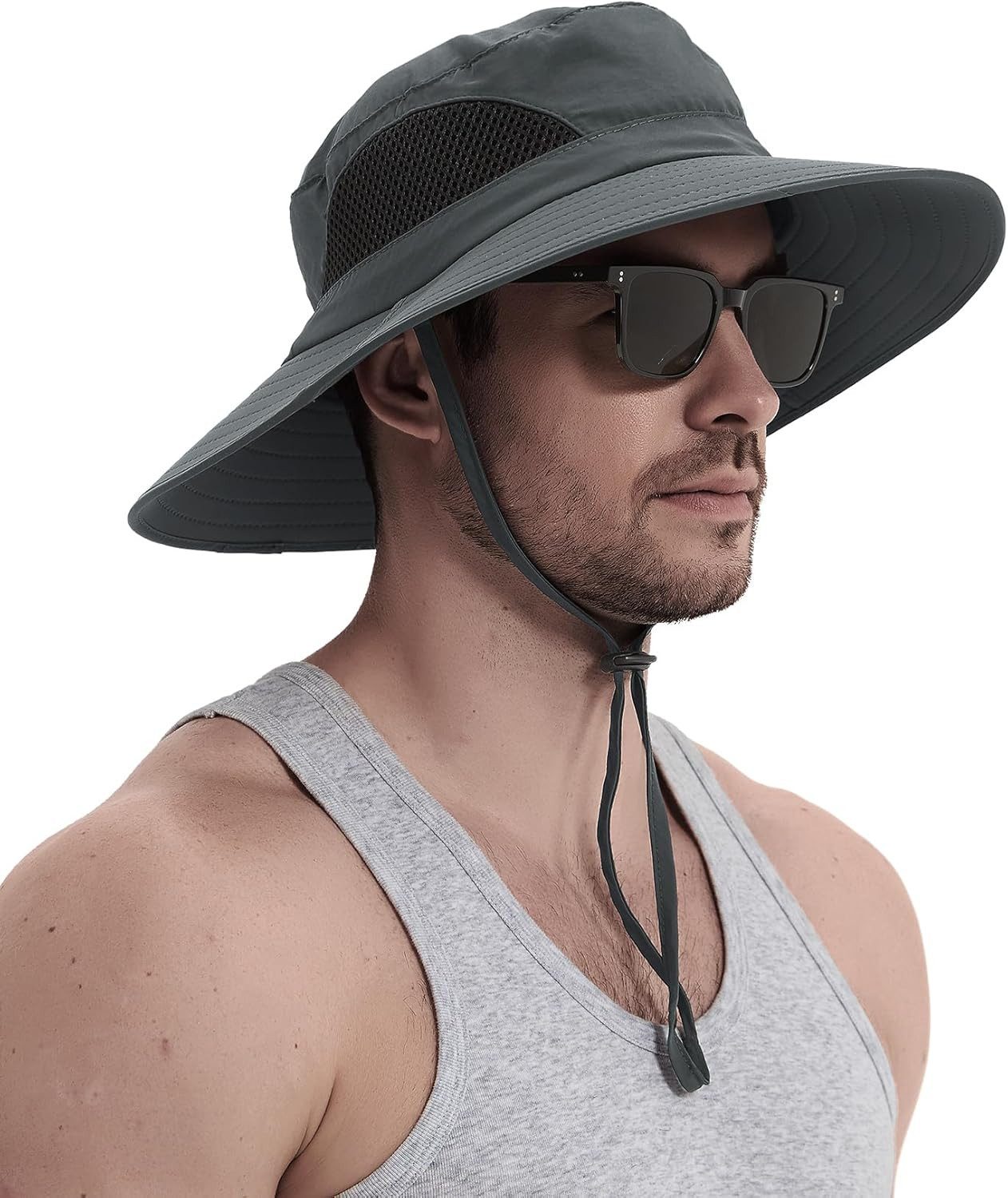 FOUORTUNATE-BEE Fischerhut Herren Sonnenhut mit breiter Krempe für Outdoor & Wandern Outdoor Fischerhut für Herren mit UV-Schutz und breiter Krempe – Bild 3 von 5