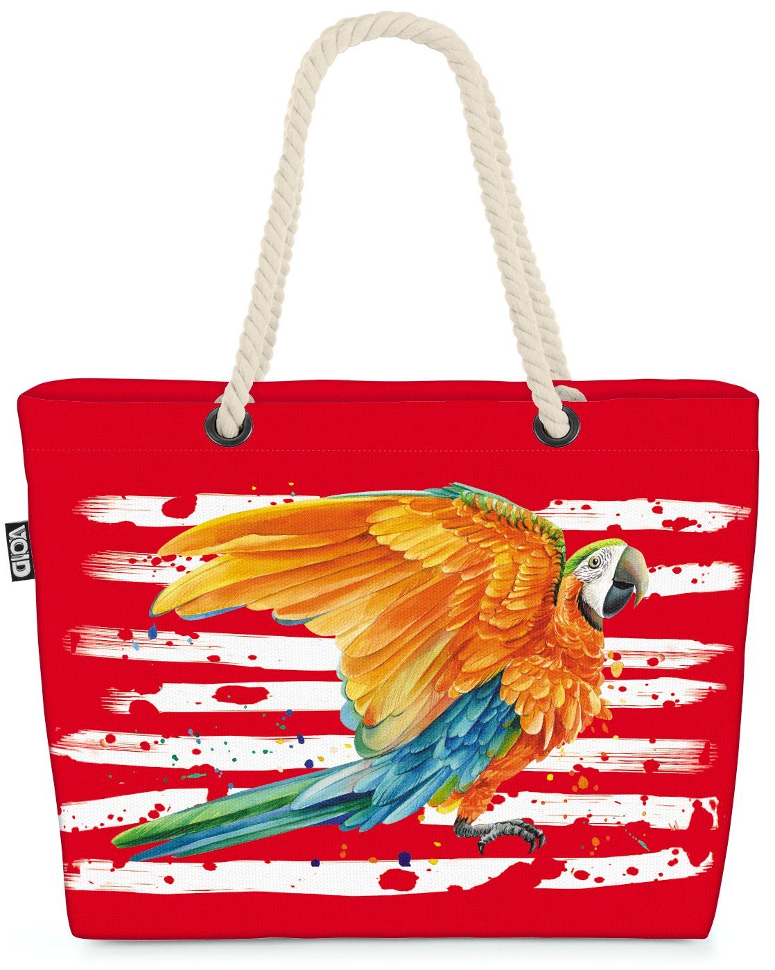VOID Strandtasche (1-tlg), Papagei Vogel Safari Afrika Dschungel rot