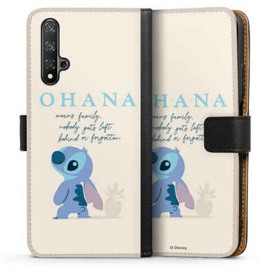 DeinDesign Handyhülle Lilo & Stitch Offizielles Lizenzprodukt Disney Ohana Stitch, Huawei Nova 5T Hülle Handy Flip Case Wallet Cover Handytasche Leder
