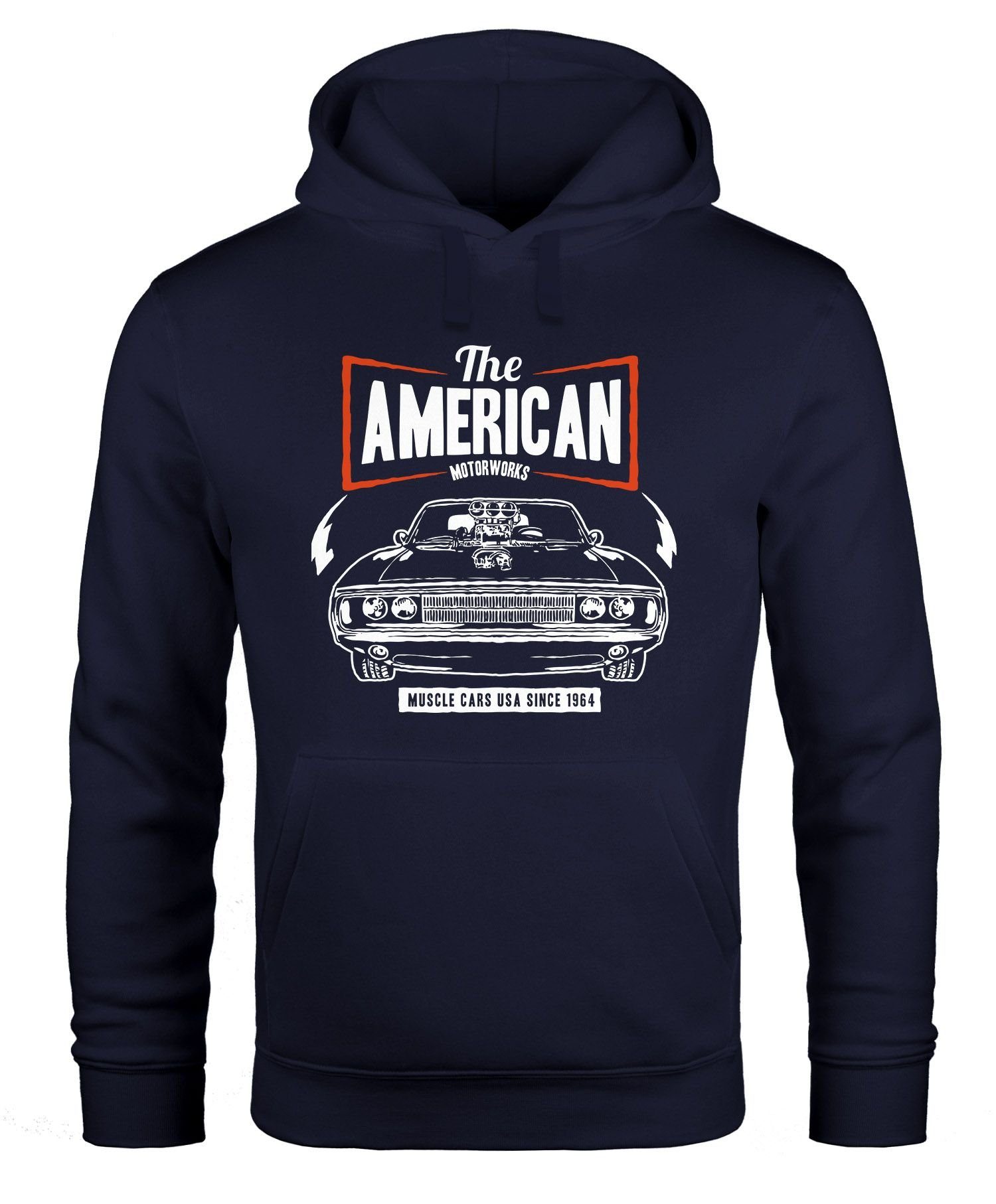 Neverless Hoodie Auto American Neverless® Car navy Hoodie Muscle Herren Tuning Retro Kapuzenpullover