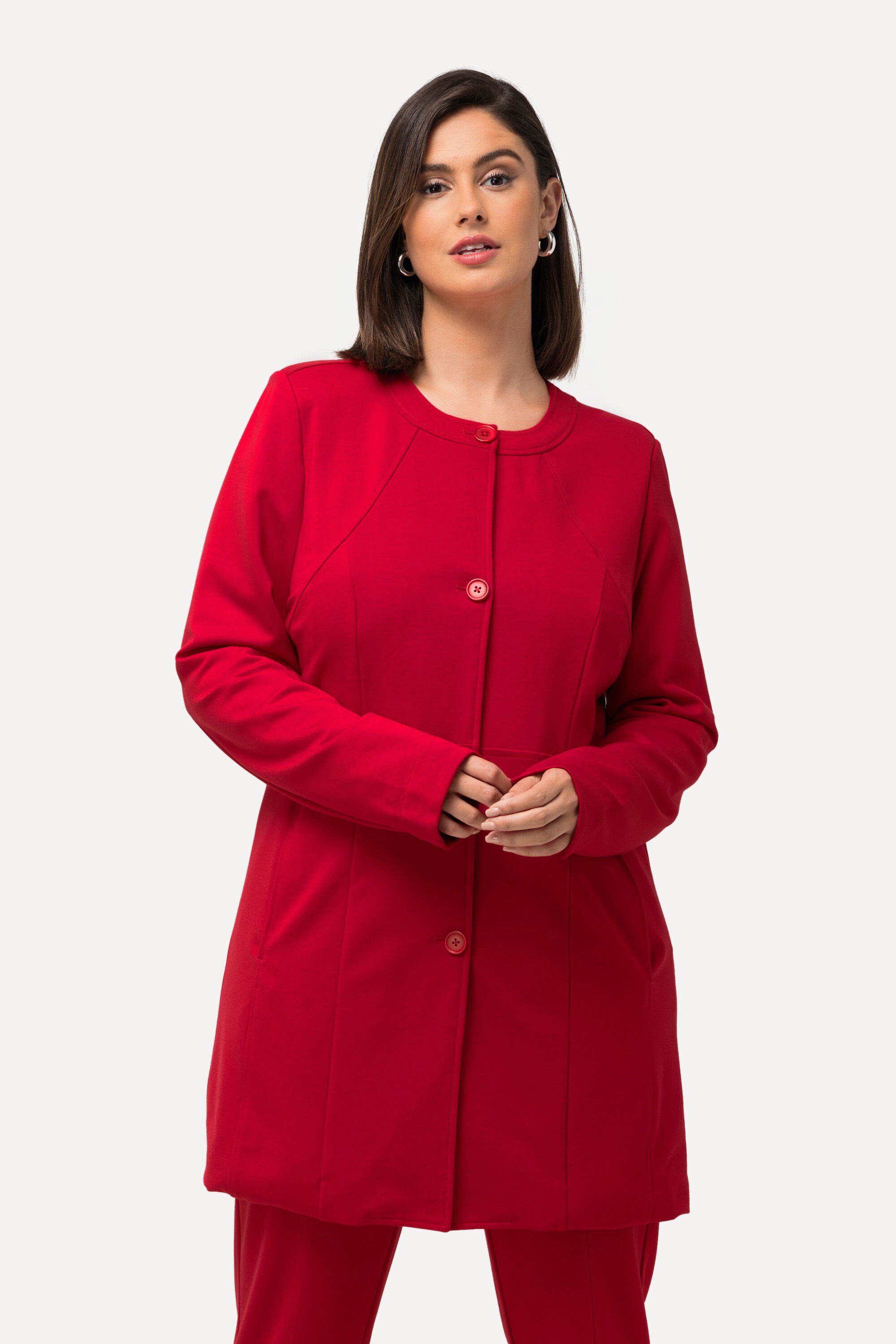 Ulla Popken Jerseyblazer Longblazer Ziernähte Rundhals günstig online kaufen