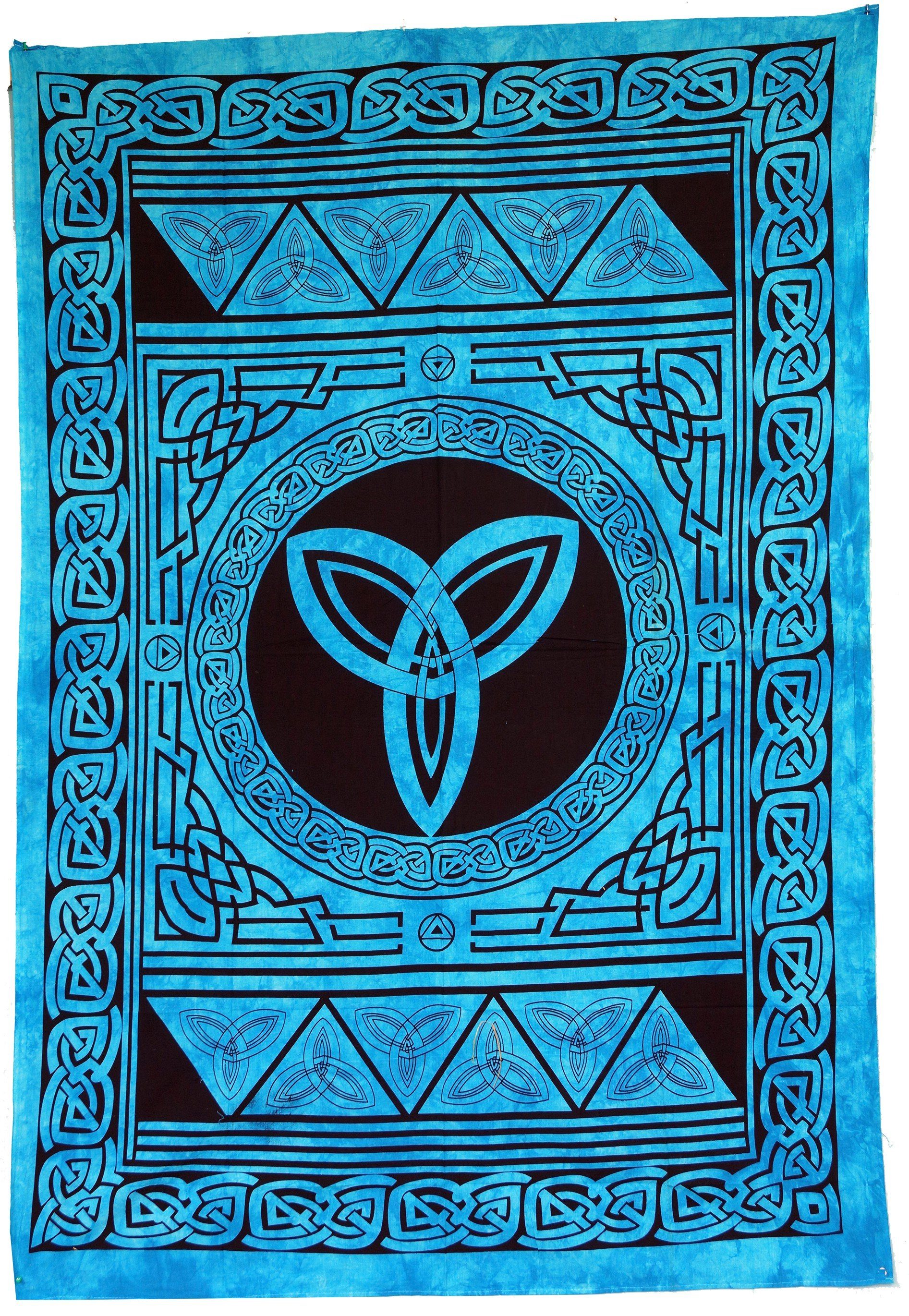 türkis -.., Guru-Shop Wandbehang, Keltischer Boho-Style indische / Tagesdecke Knoten Tagesdecke