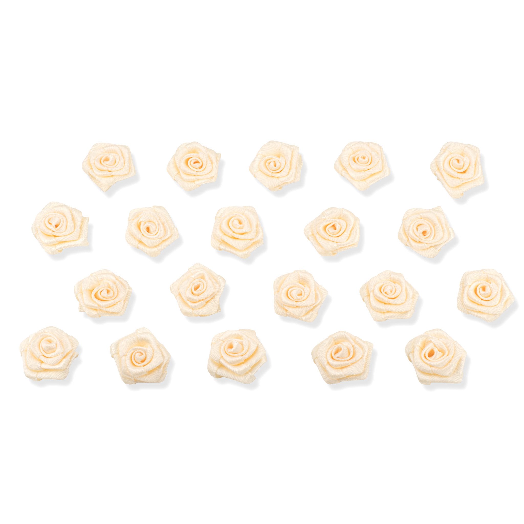 Creativery Streudeko, Satinrosen 2cm zum Basteln & Aufnähen 20 Stück Champagner
