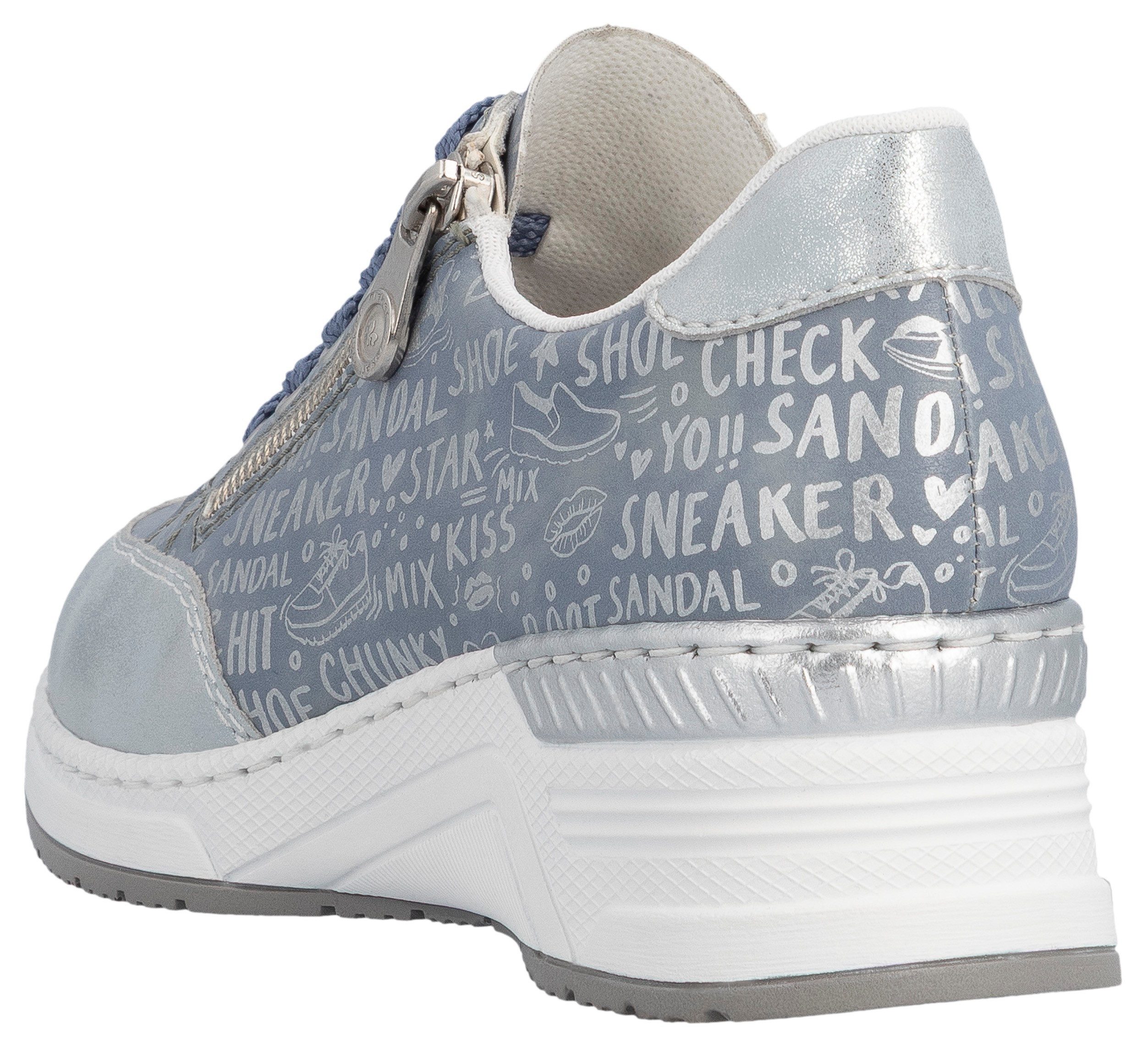 Rieker Sneaker mit Lettern bedruckt, Freizeitschuh, Halbschuh, Schnürschuh