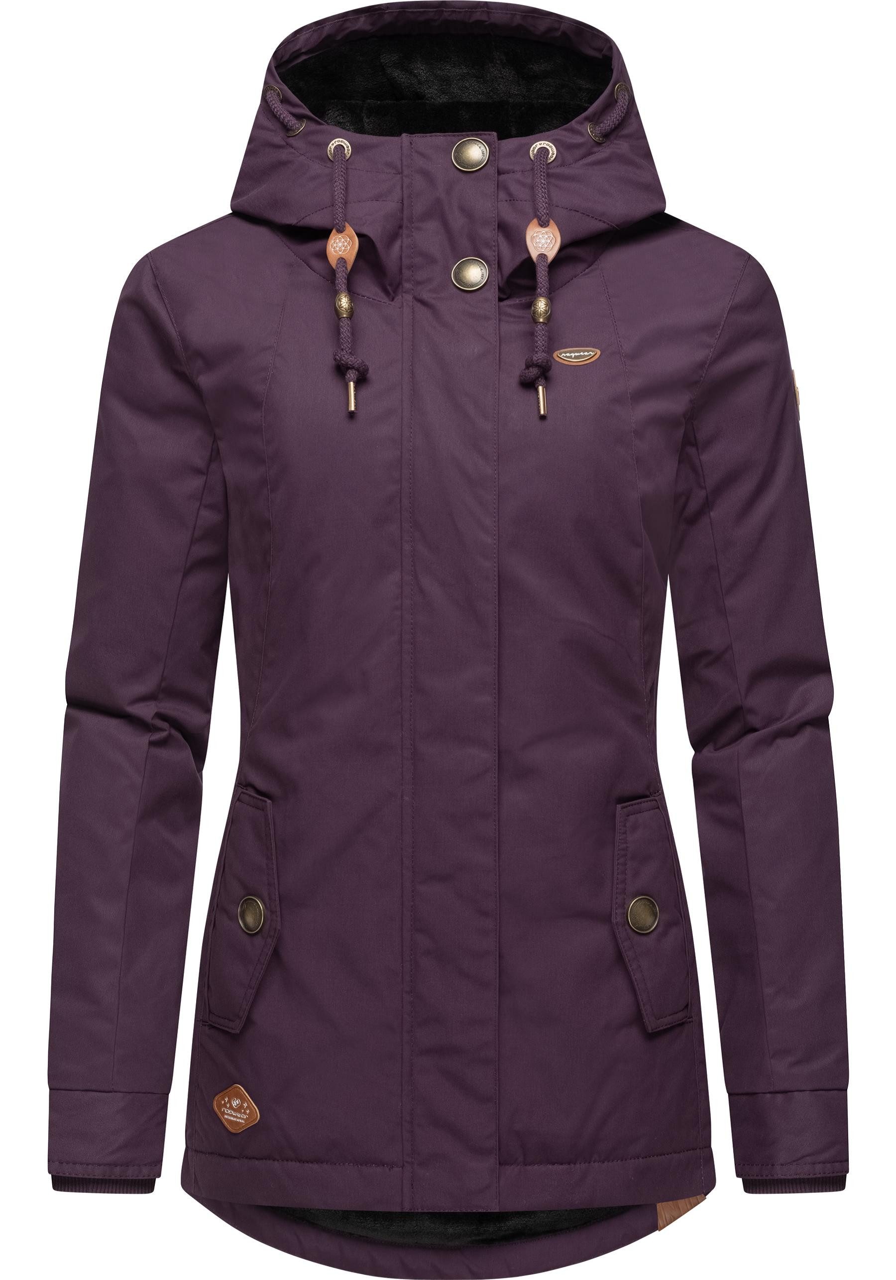 Ragwear Winterjacke Monade Damen Winterparka mit Kapuze und m. Fleece gefüttert