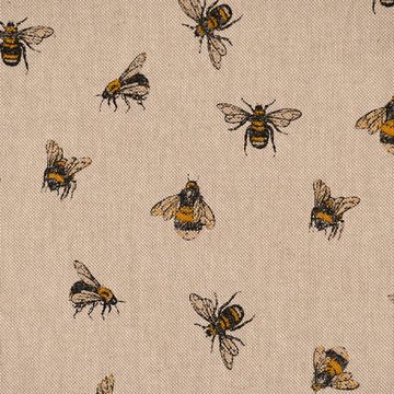 SCHÖNER LEBEN. Tischdecke SCHÖNER LEBEN. Tischdecke Bee Buzzing Bienen Hummeln natur gelb, handmade