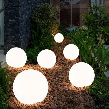 etc-shop LED Solarleuchte, LED-Leuchtmittel fest verbaut, Warmweiß, Solarleuchte Kugel Garten Kugelleuchte Solar LED 2er Set