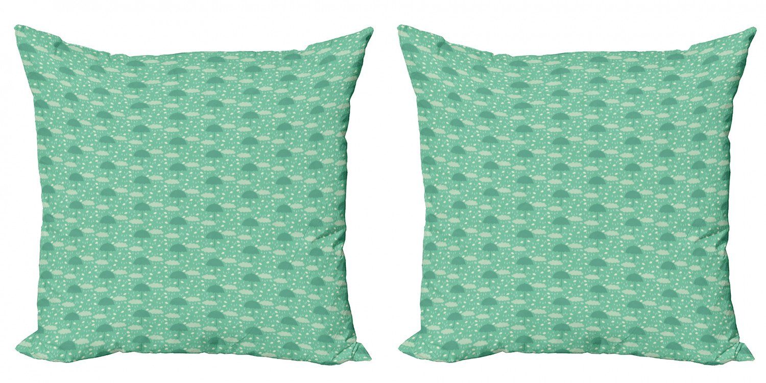 in Wetter Digitaldruck, Modern (2 Regenschirm Nasses Green Abakuhaus Stück), Doppelseitiger Kissenbezüge Accent