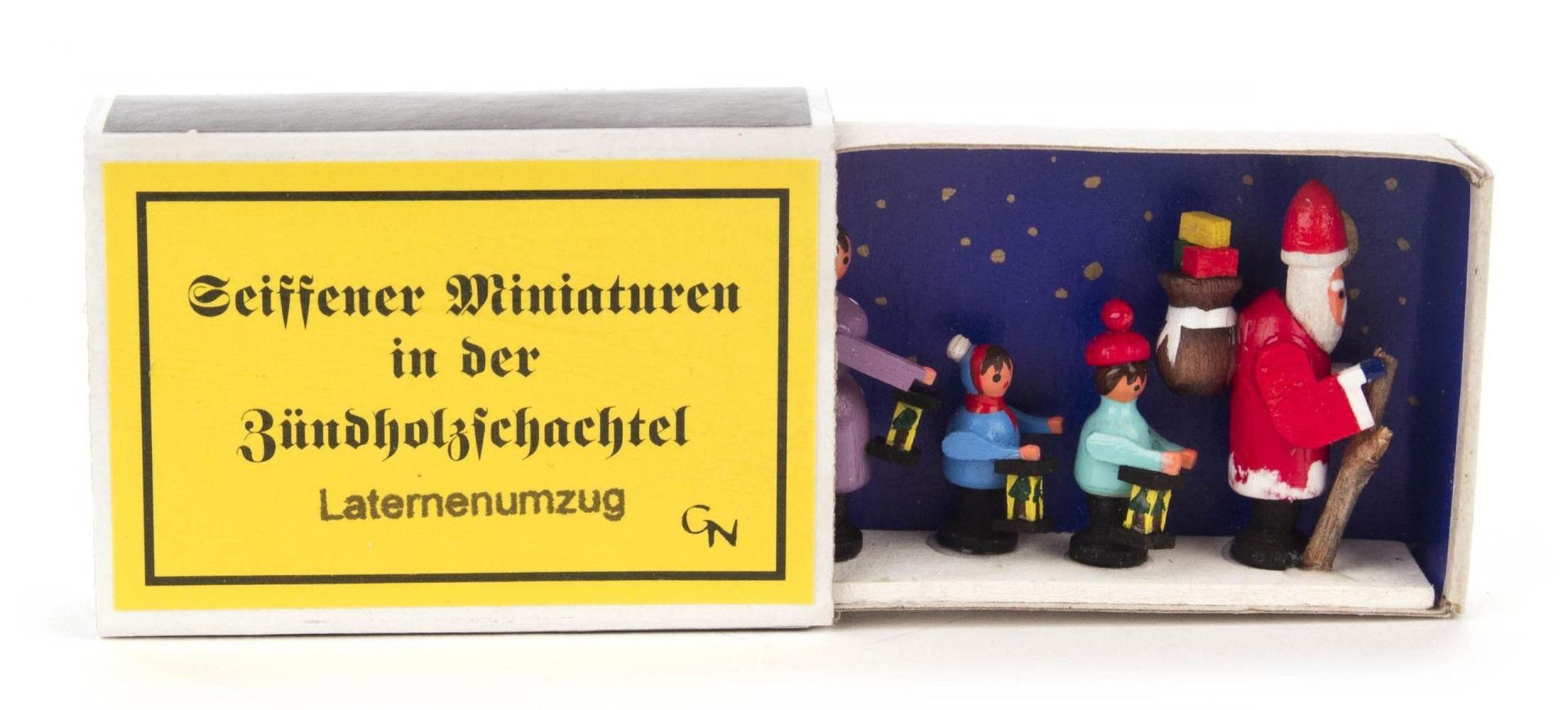 Dregeno Erzgebirge Weihnachtsfigur Zündholzschachtel Laternenumzug BxHxT 5,4x4x1,5cm NEU, für Setzkasten | Dekofiguren