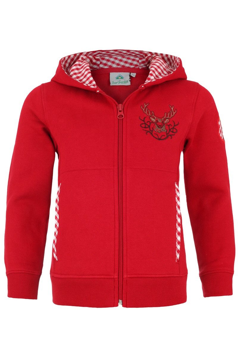 Isar-Trachten Trachtenkleid Kapuzenjacke Kinder - LOVIS - beere, rot