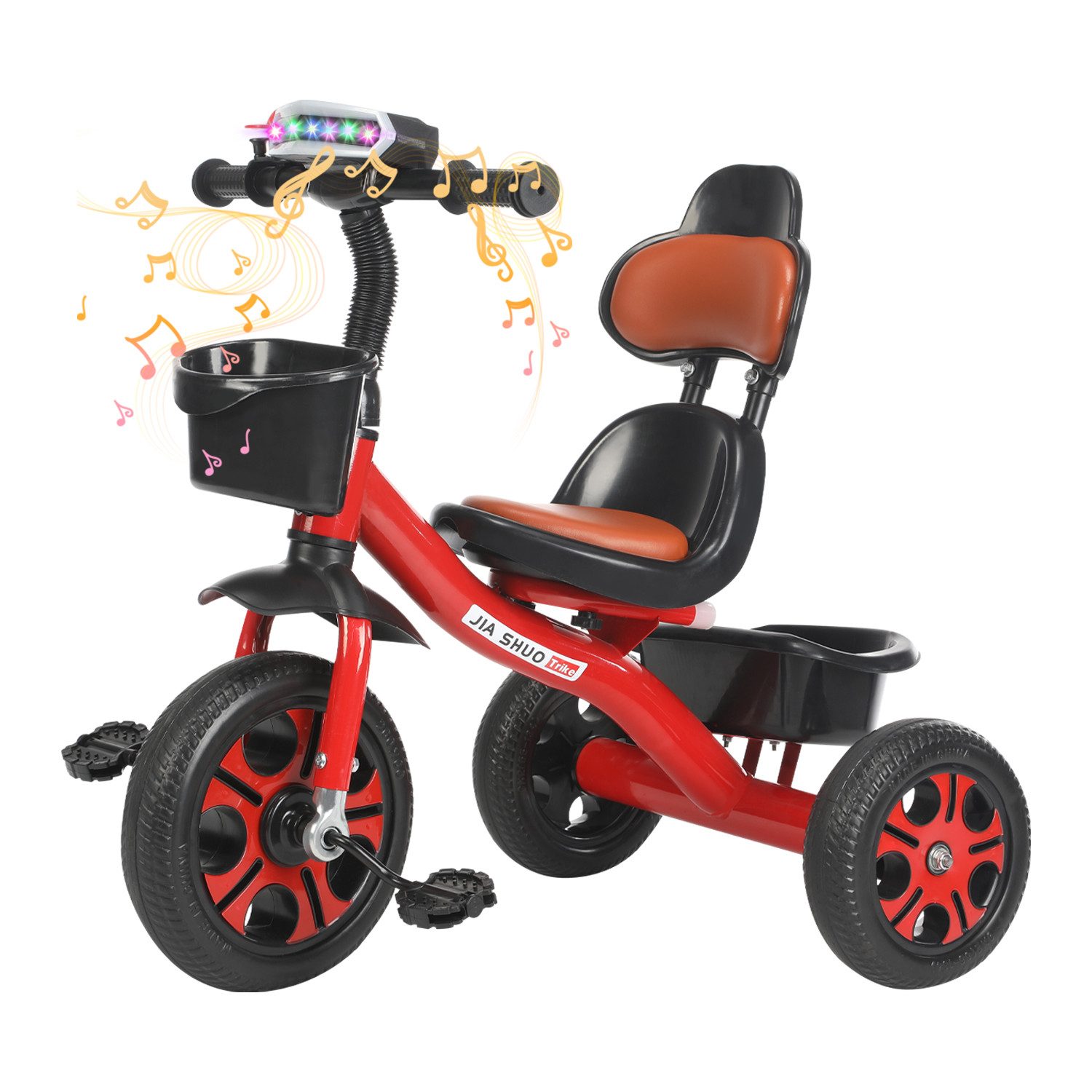 oyajia Dreirad Kinderdreirad Kinderfahrrad mit Pedalen, Fahrradkorb, mit einem geräumigen Sitz und einer bequemen Rückenlehne