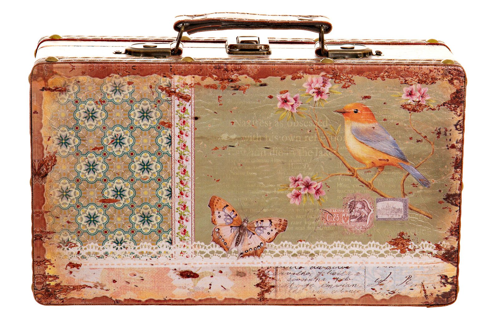 BIRENDY Dekoobjekt Truhe Kiste KD1290 Vogel Koffer Holztruhe mit Kunstleder günstig online kaufen