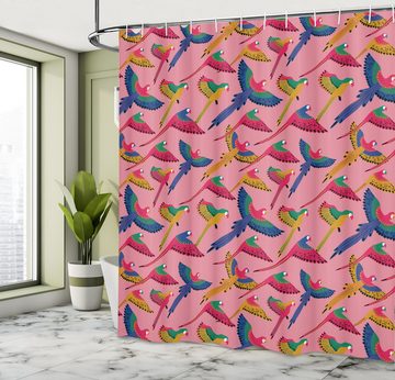 Abakuhaus Duschvorhang Moderner Digitaldruck mit 12 Haken auf Stoff Wasser Resistent Breite 175 cm, Höhe 180 cm, Vogel Tropische Papageien lange Schwänze