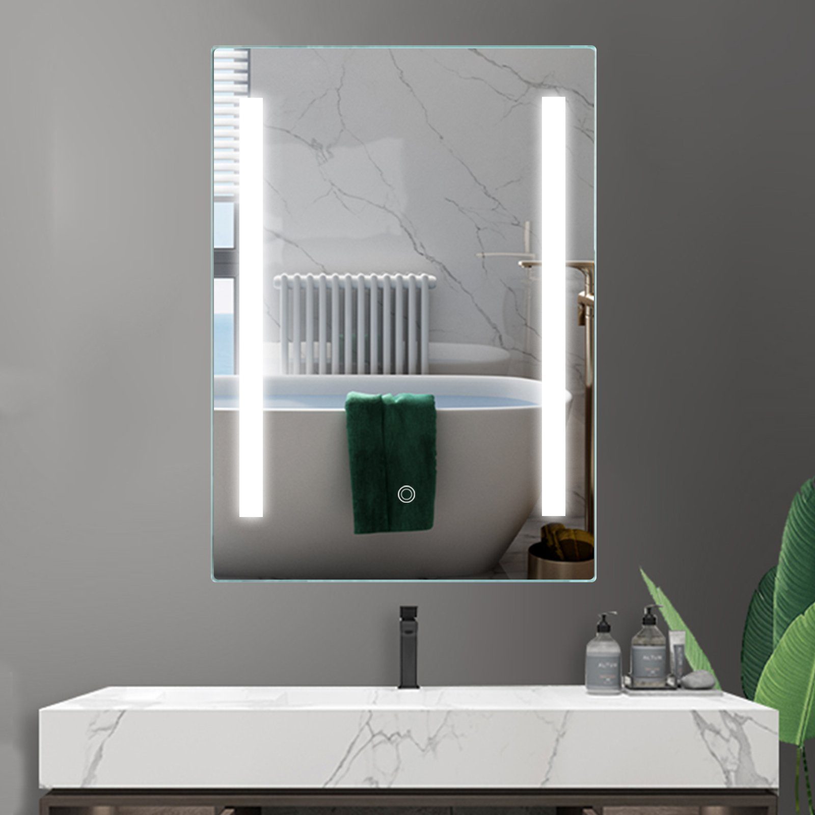 Lichtspiegel Badezimmerspiegel Wandspiegel IMPTS LED Bad Spiegel 50x70cm Badspiegel mit Beleuchtung Touchschalter Antibeschlag Dimmbar neutralweiss IP44