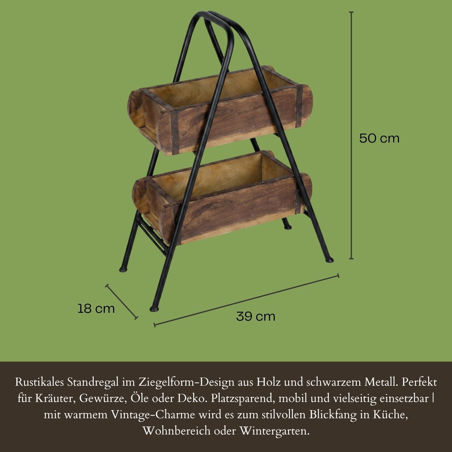 Marrakesch Orient & Mediterran Interior Etagere Industrial Ziegelform-Ständer Sanremo edel aus Eisen in Schwarz 52 cm, Metall, (1-tlg), Handarbeit