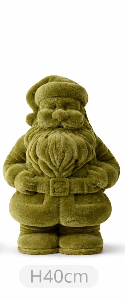 finehomegarden Weihnachtsmann Santa Nikolaus grün beflockt H30cm+H40cm+H50cm Weihnachtsmann (1 St), Skulptur Poly Weihnachten Figur 3Größen wählbar