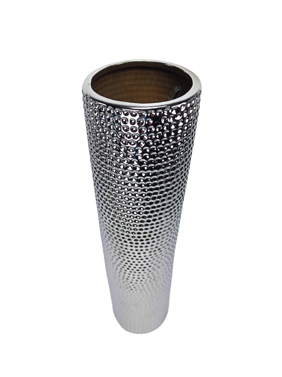 GlasArt Dekovase Schöne Deko-Vase Keramik Silber Blumenvase edel 50x12cm Wohnzimmer