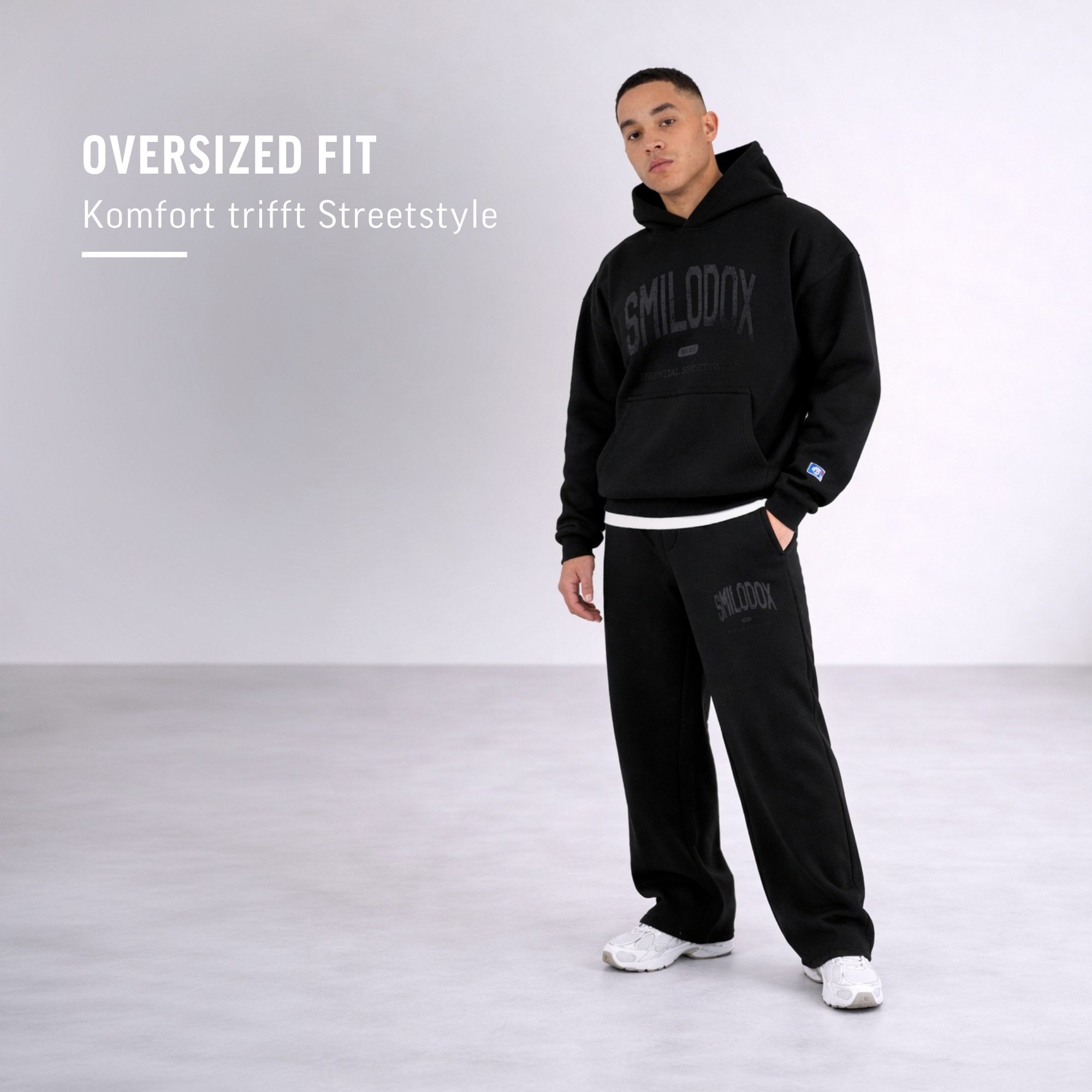 Smilodox Jogginghose Oswin, Trainingshose Herren, Baggy Fit mit elastischem Bund, Gym weites Bein, weiches Sweat, sportlicher Look, Logo-Detail