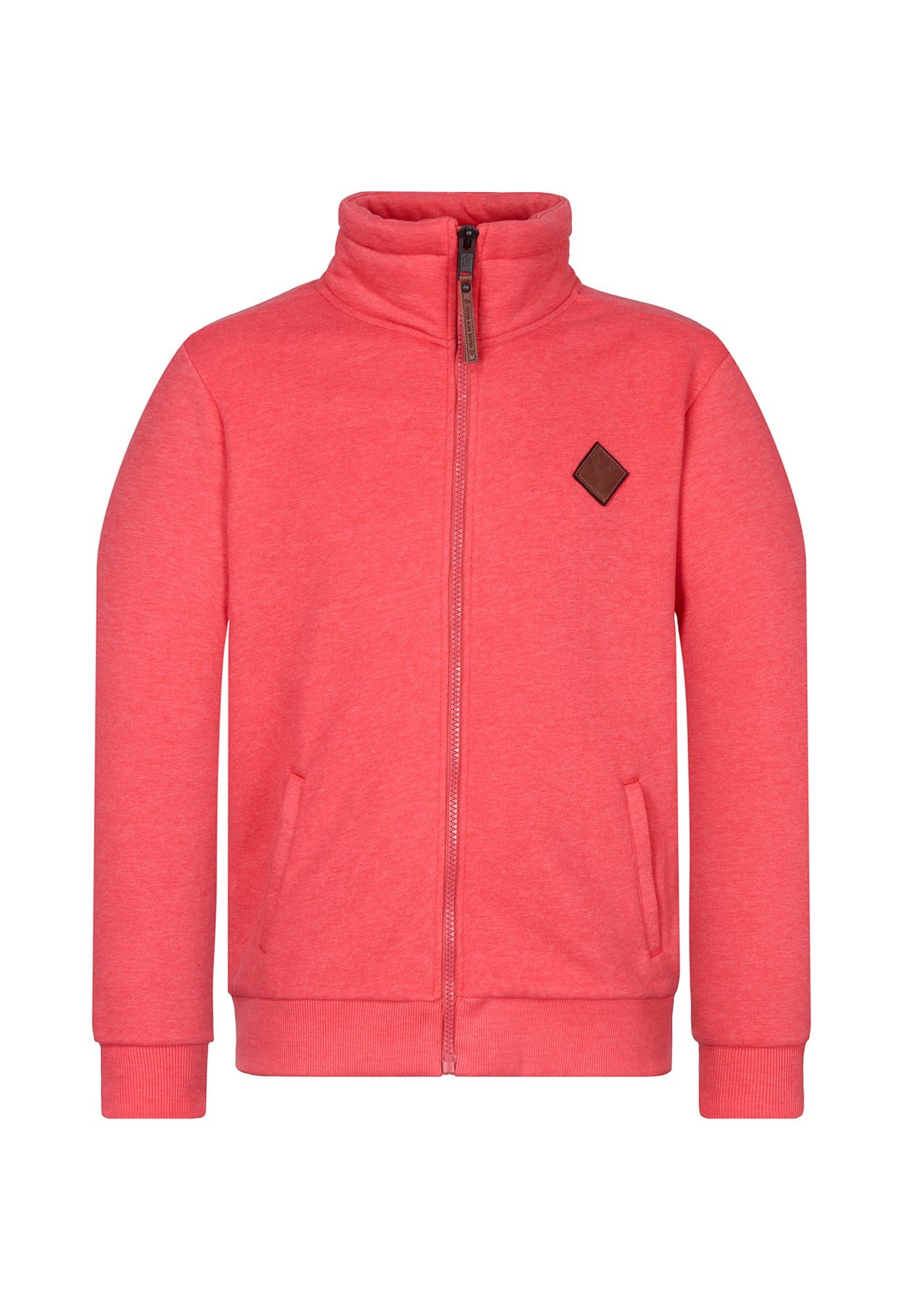 naketano Sweatjacke Herren hoher Stehkragen, Reißverschluss, Eingrifftaschen, meliert Rippbündchen, Kordelzug, Logo-Patch, Regular Fit, casual, Streetwear