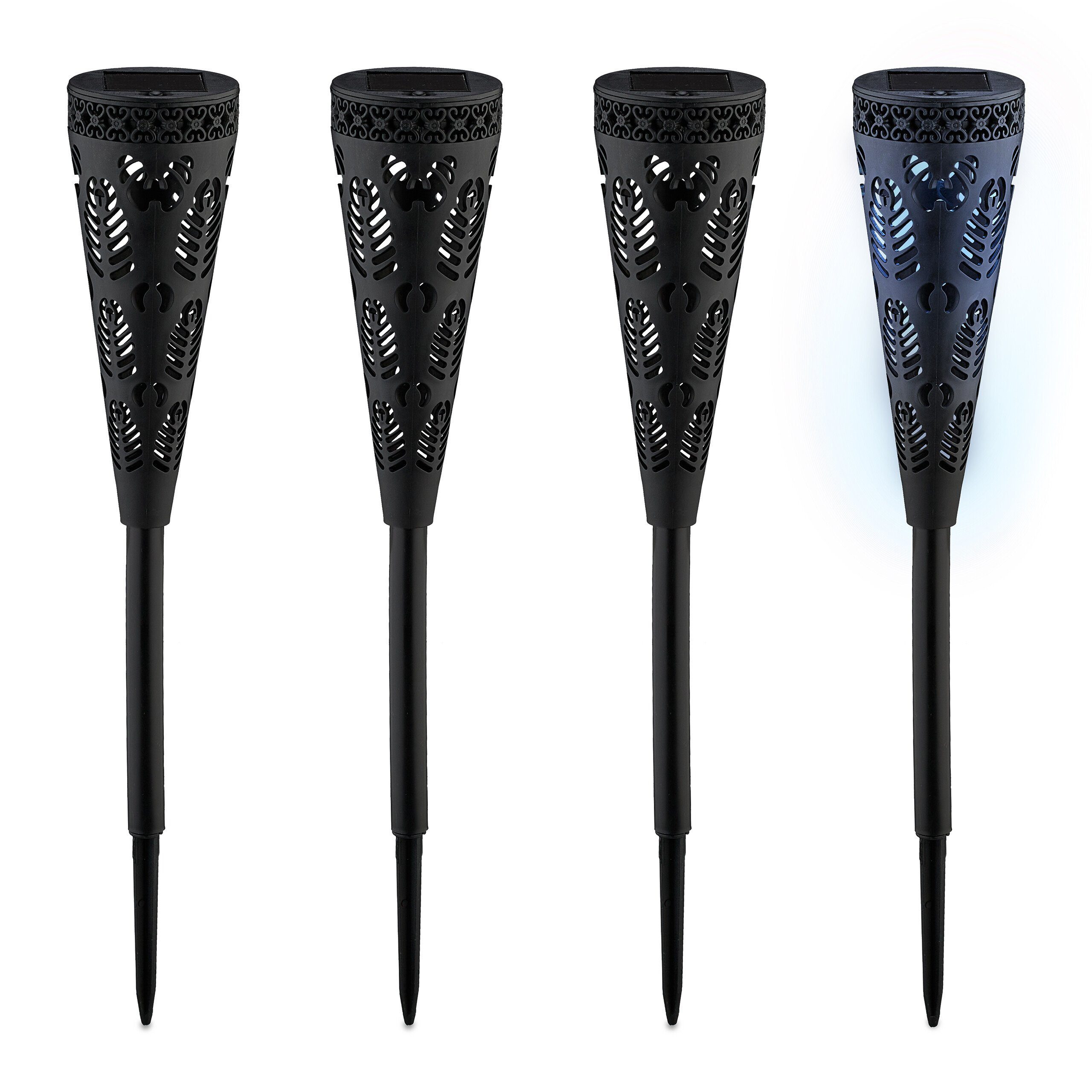 relaxdays LED Solarleuchte Solarlampen-Set mit Lichteffekt, 4er Pack günstig online kaufen