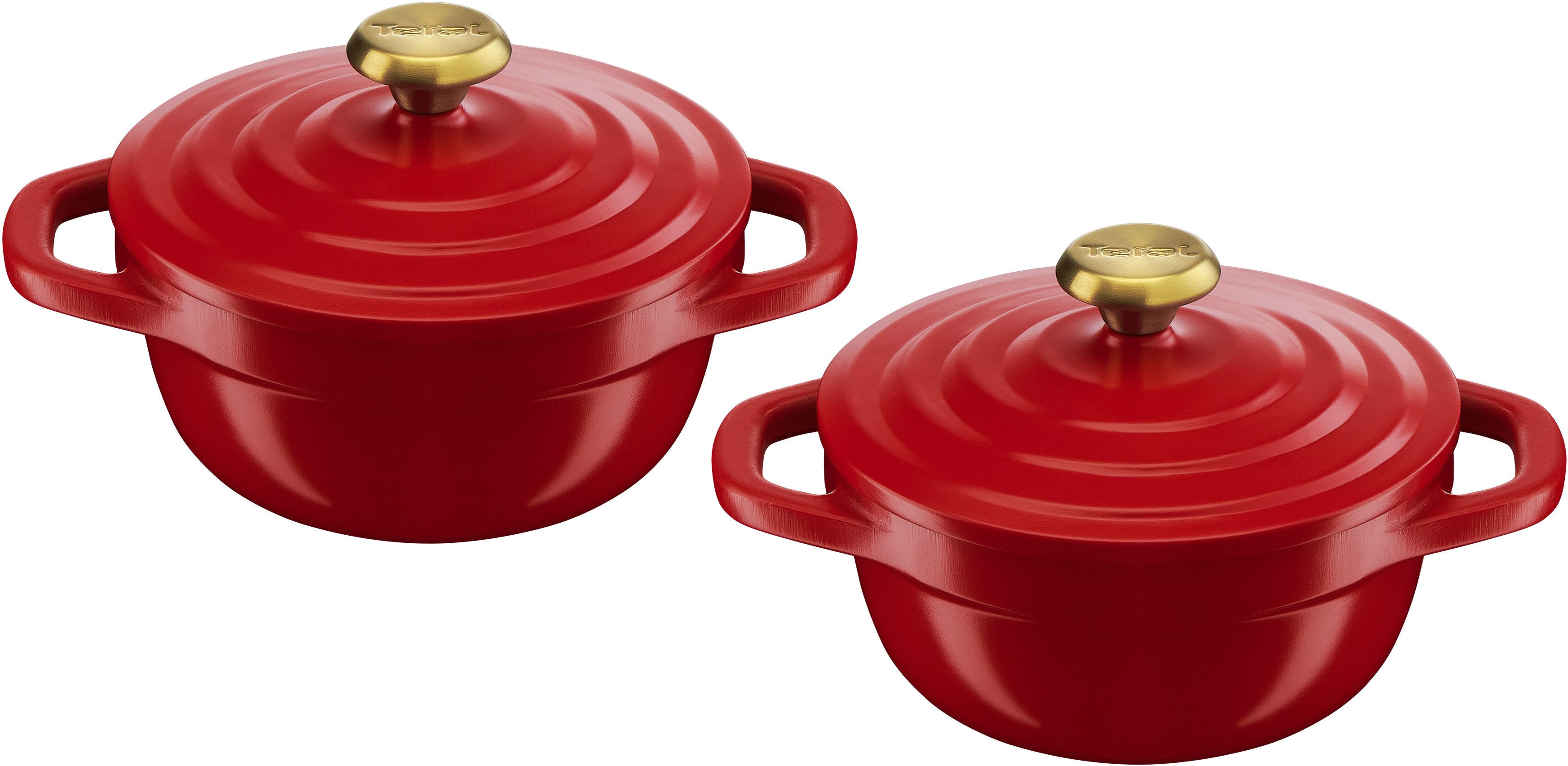 Tefal Topf-Set Air, Aluminiumguss (Set, 4-tlg), 2-tlg., 11 cm, Keramikversiegelung, Kondensationsdeckel, backofenfest