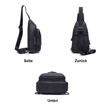 OKWISH Schultertasche Brusttasche Sling Schulter Rucksack Rucksäcke Crossbody Umhängetasche (aus Echtes Leder Herren und Damen 18 x 30 x 5 cm, Geldgürtel, Sport, Sporttasche, Handytasche, Anti-Diebstahl, Echtleder), für Outdoor Camping Reisen Wandern Radfahren Multipurpose Tagepacks