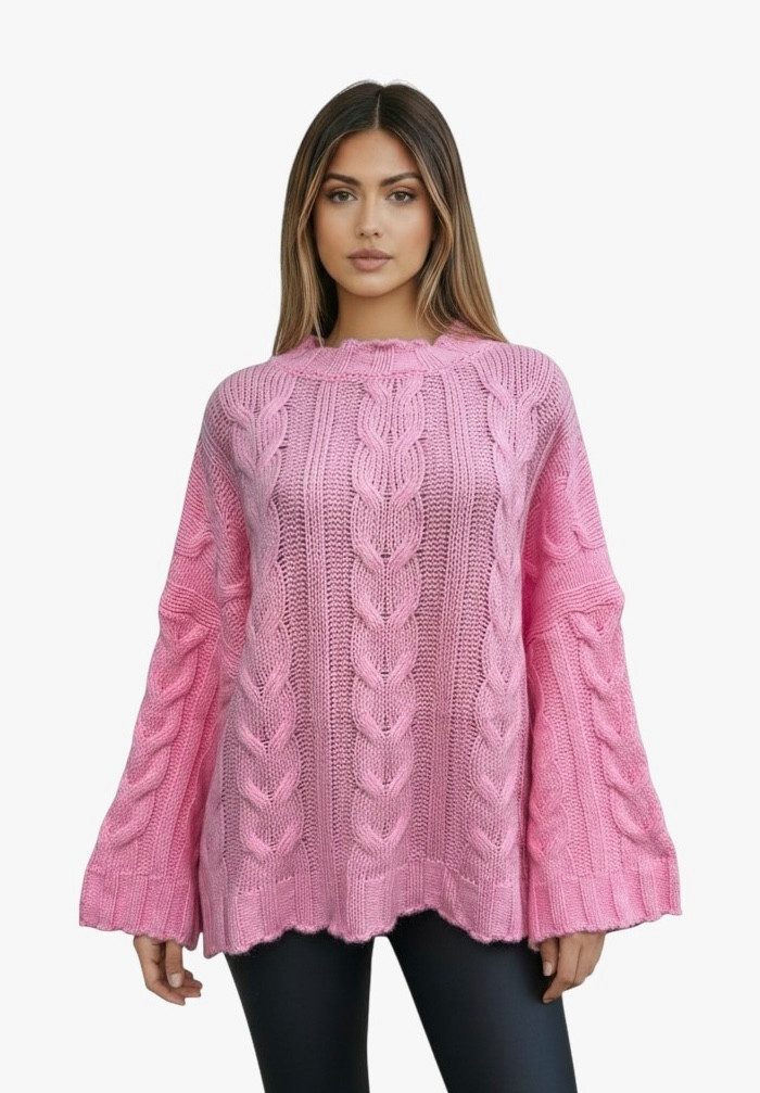 Worldclassca Длинные WORLDCLASSCA Strickpulllover Oversize Lang Zopf Muster Winter Pulli Neue Kollektion - Stilvolle und gemütliche Strickmode für Damen