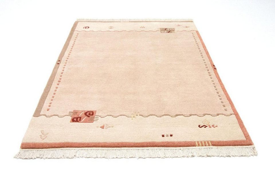 Wollteppich Nepal Teppich handgeknüpft beige, morgenland, rechteckig, Höhe:  18 mm, handgeknüpft, 4,5 Kg/m² Gesamtgewicht