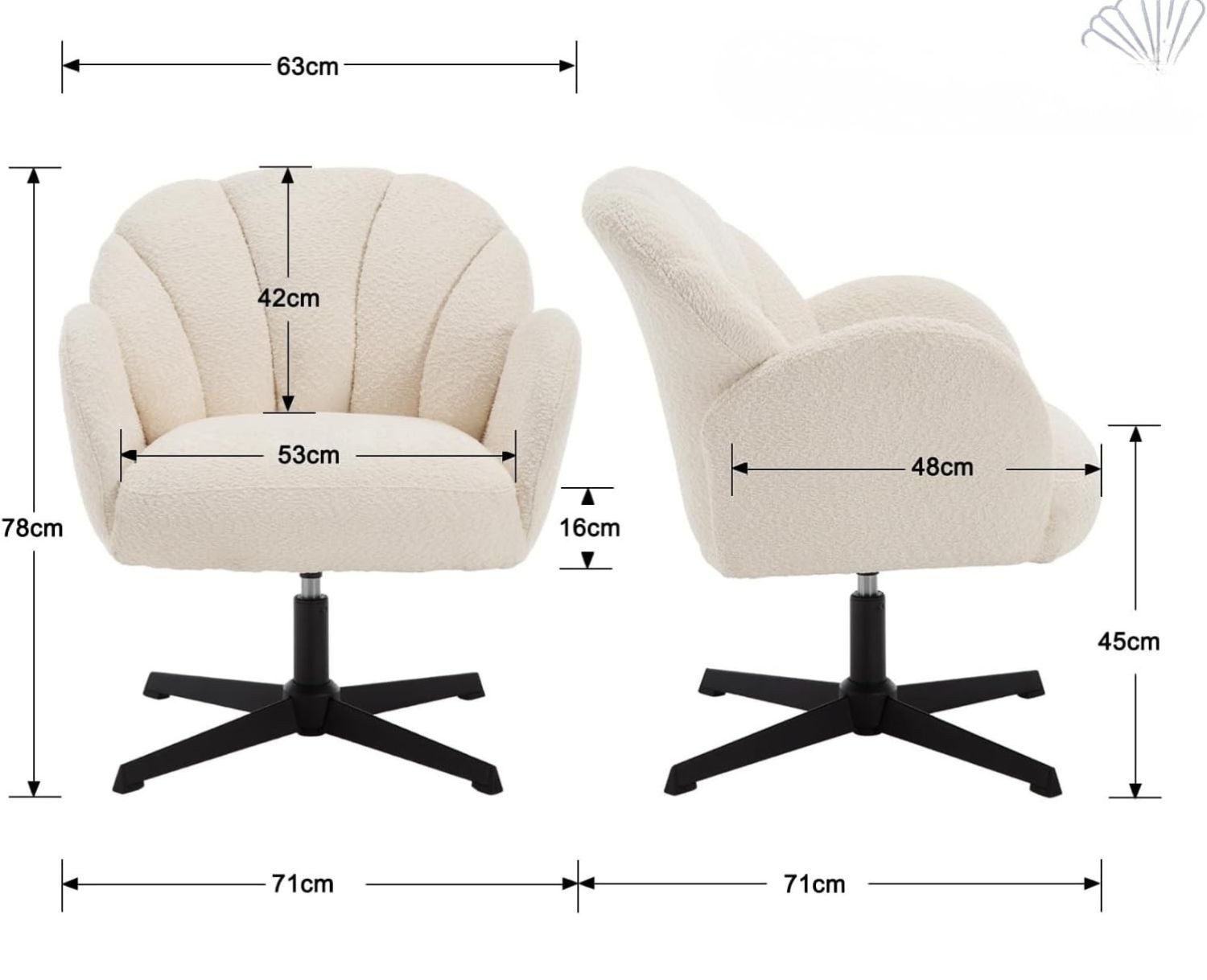 WAHSON OFFICE CHAIRS Loungesessel Drehbarer Polstersessel mit Armlehne aus Kunstfell/Samt