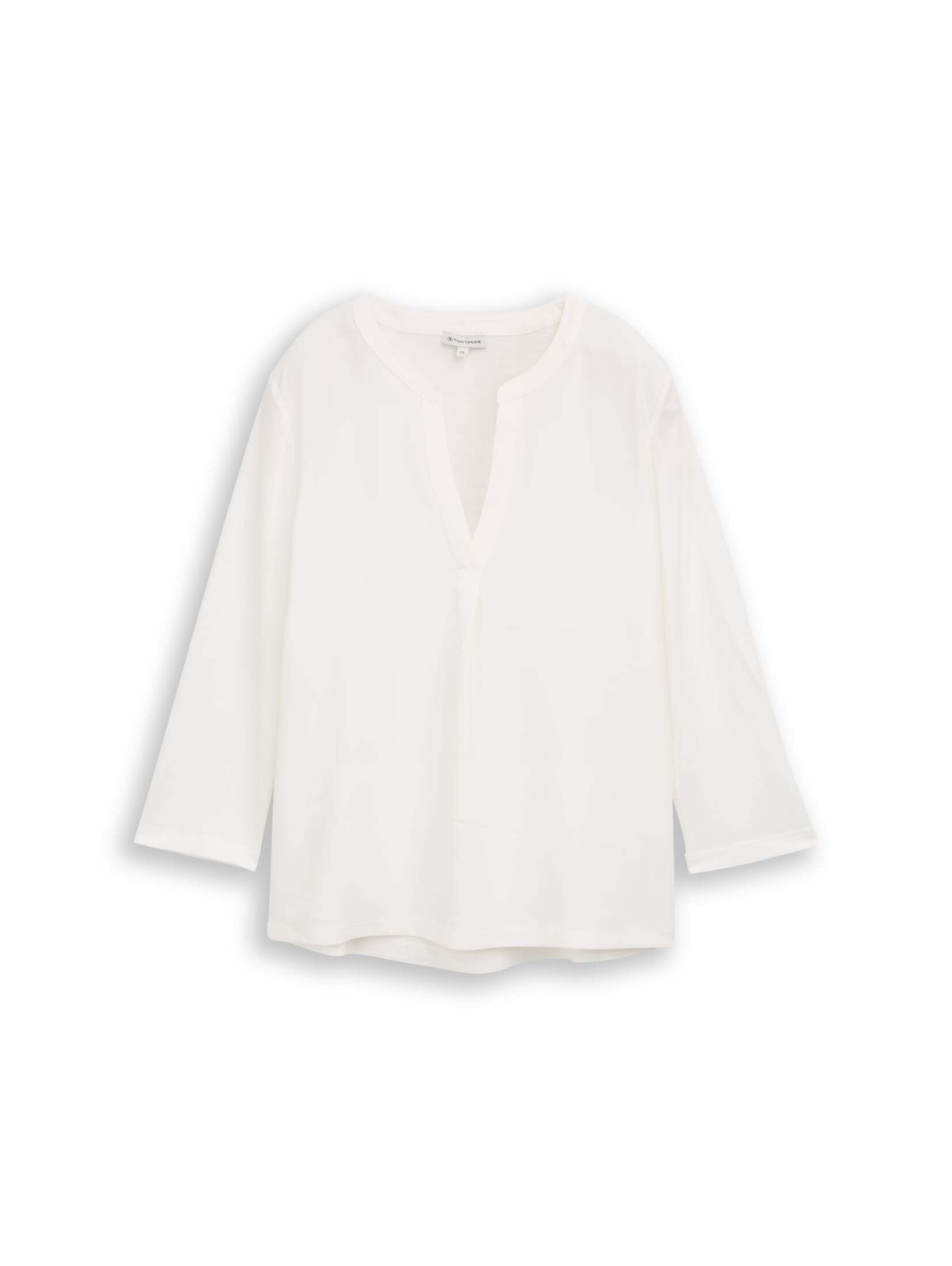 TOM TAILOR 3/4-Arm-Shirt T-Shirt Henley Langarmshirt im Material-Mix günstig online kaufen