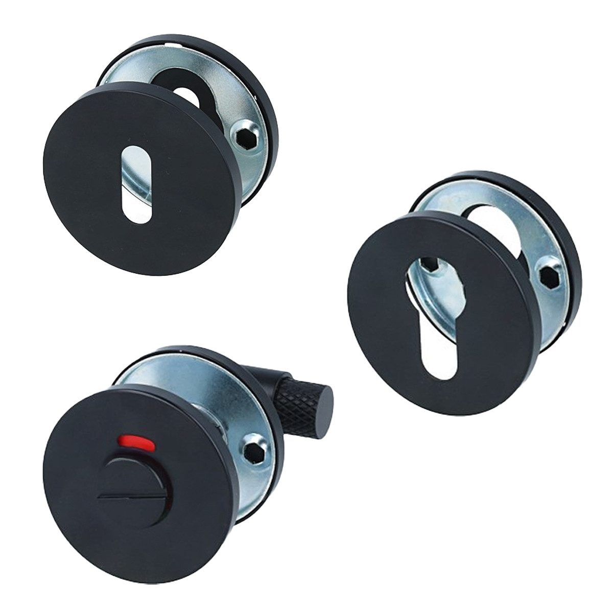 MS Мебельная фурнитура Türbeschlag Schwarzes Rosettenpaar - Edelstahl Türrosetten, Design-Rosetten Ø 53mm - Buntbart
