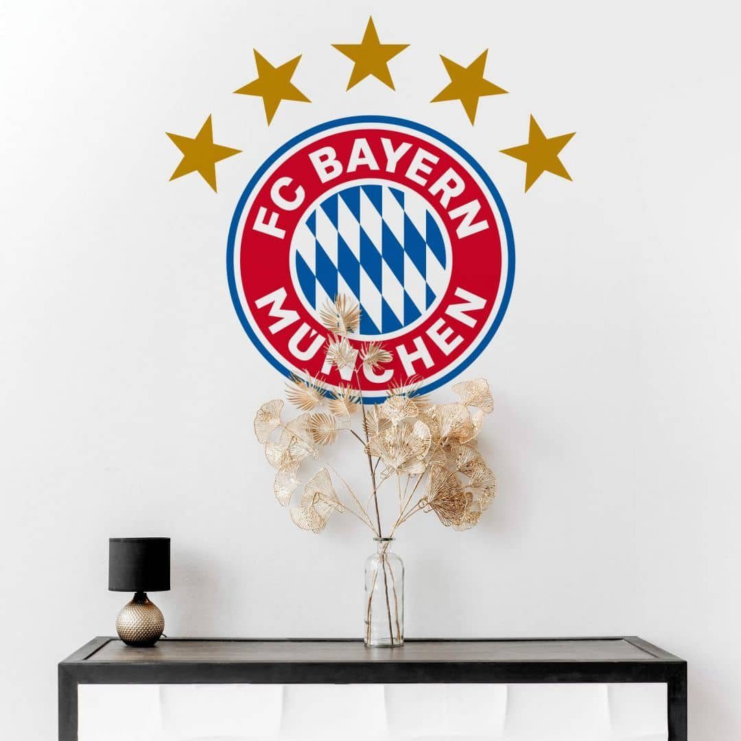 FC Bayern München Wandtattoo Fußball Wandtattoo FC Bayern München Logo Sterne Klebefolie Kinderzimmer, Wandbild selbstklebend, entfernbar