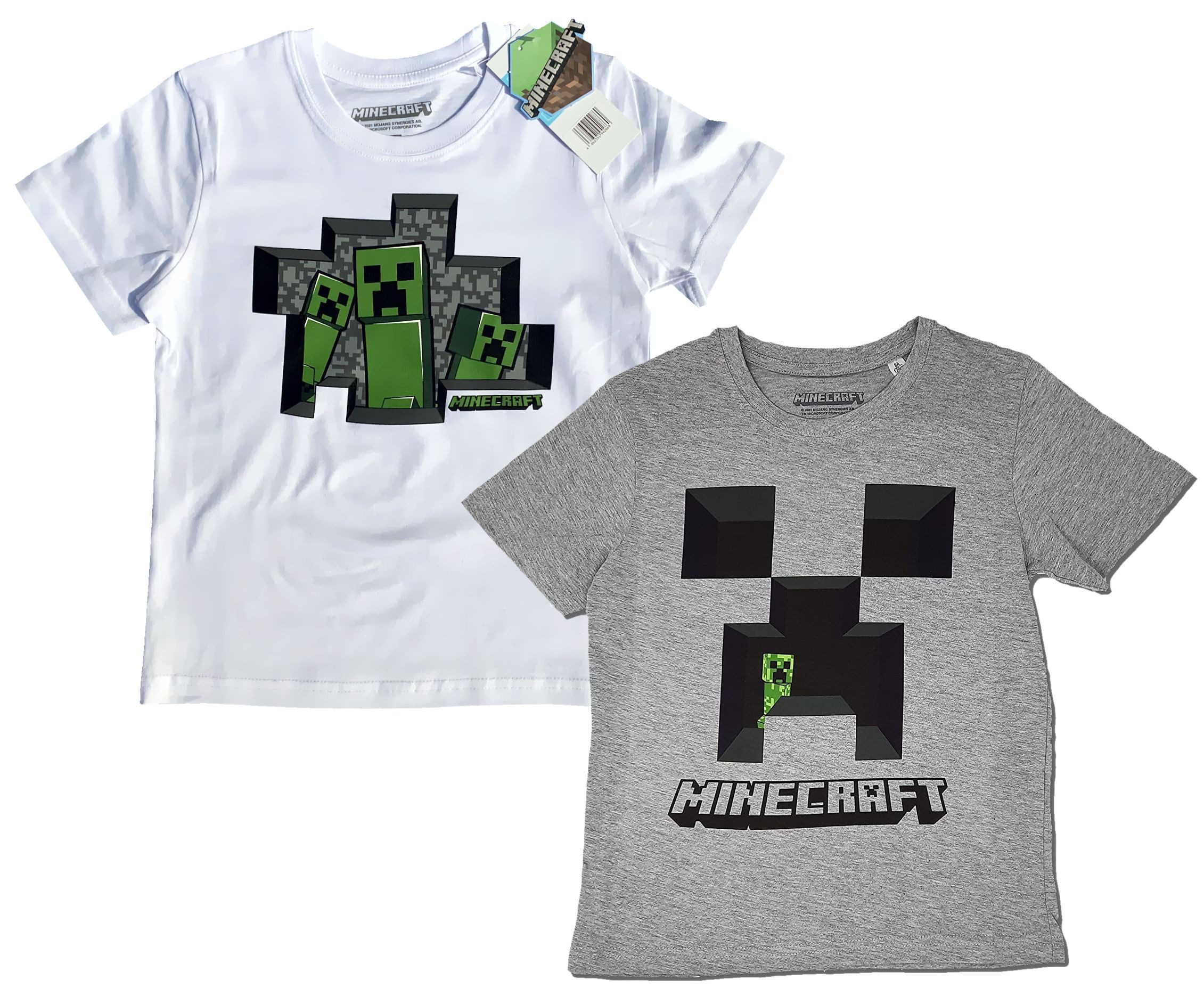 Minecraft Print-Shirt 2x MINECRAFT T-SHIRTS Jungen und Mädchen 5 6 7 8 9 10 Jahre (2er-Pack) Minecraft Doppelpack T-Shirts